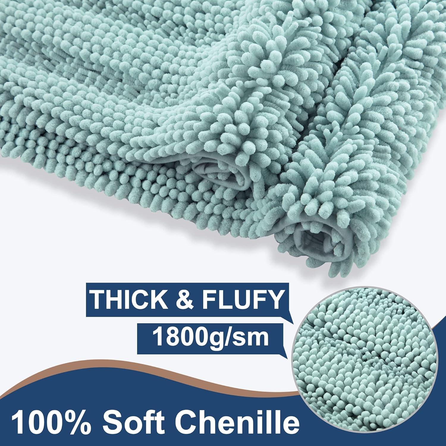 Conjunto de Alfombrillas de Baño Antideslizantes FLOLEOPA 2 Piezas Azul Spa