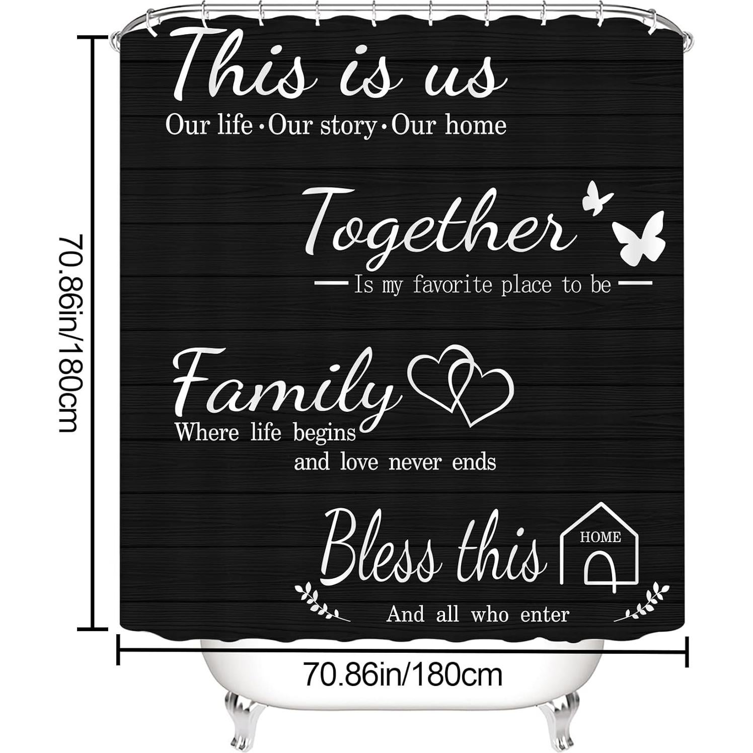 Conjunto de Cortinas de Ducha Juwute 182.88x182.88cm Negro