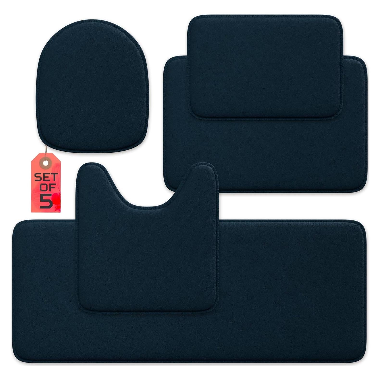 Juego de Alfombrillas de Baño Elvoki 5 Piezas Azul Marino