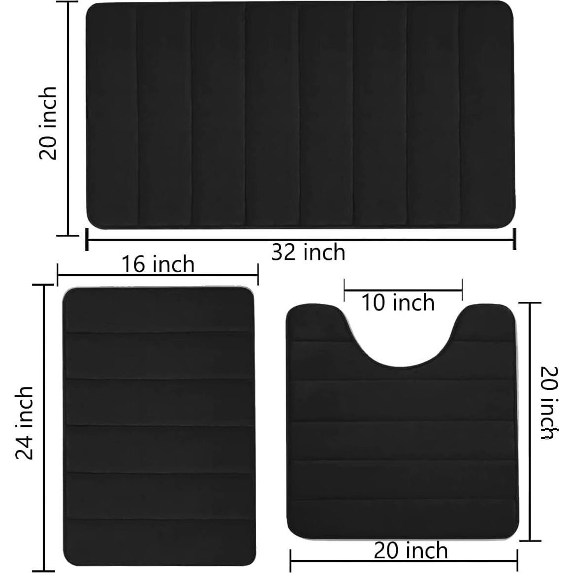 Alfombrillas de Baño RUN HELIX 3 Piezas Espuma Memoria Negro