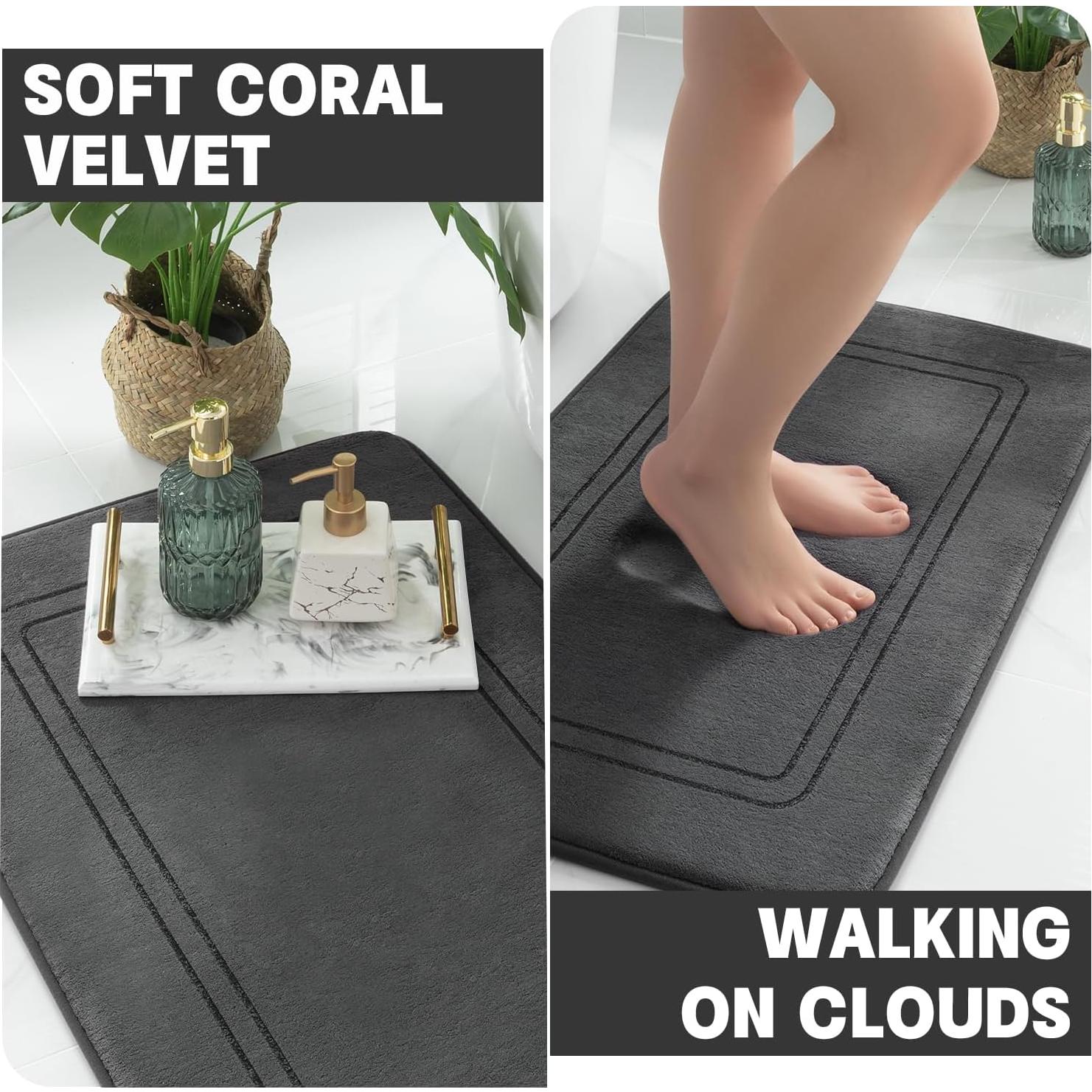 Conjunto de Alfombrillas de Baño YIHOUSE 5 Piezas Gris Oscuro