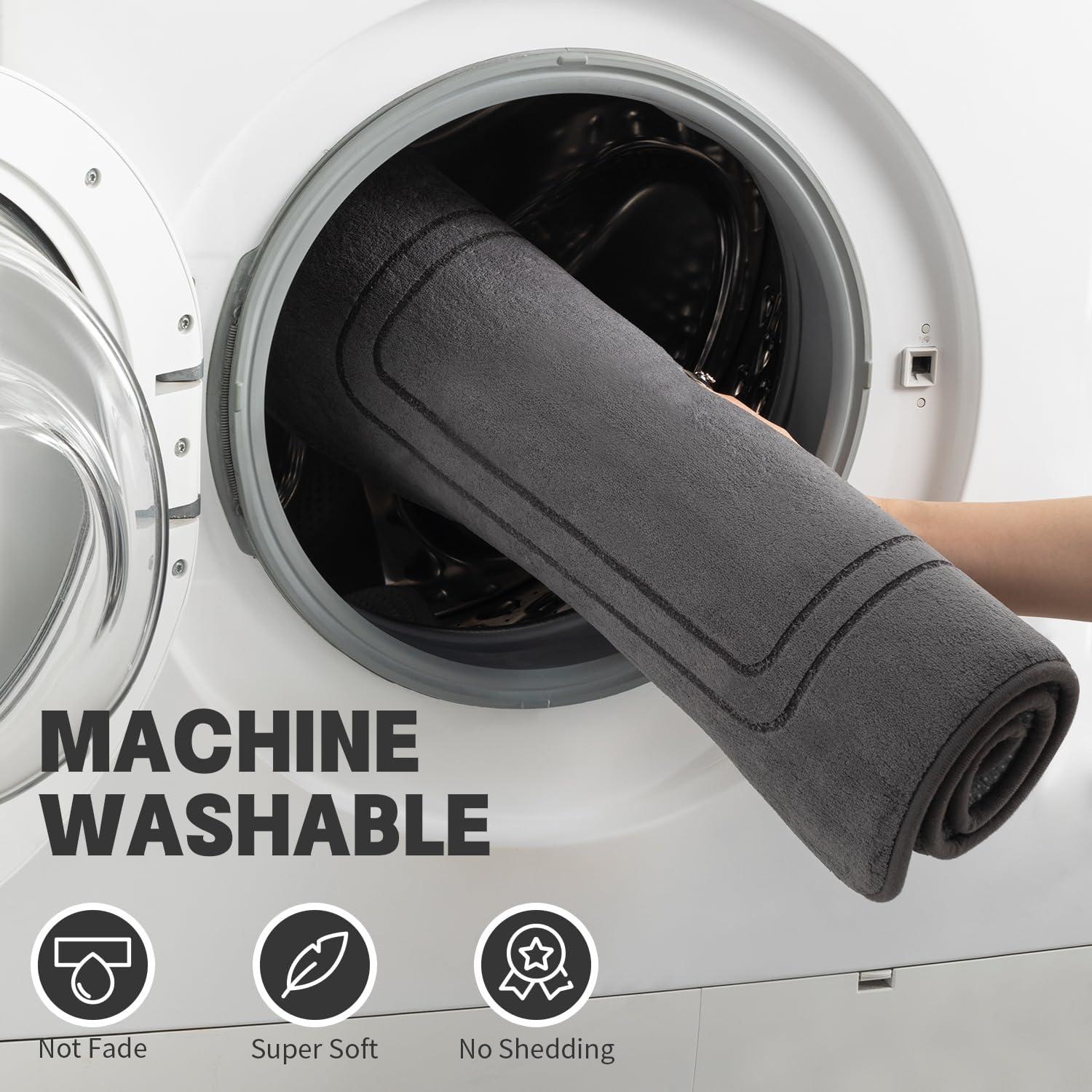 Conjunto de Alfombrillas de Baño YIHOUSE 5 Piezas Gris Oscuro