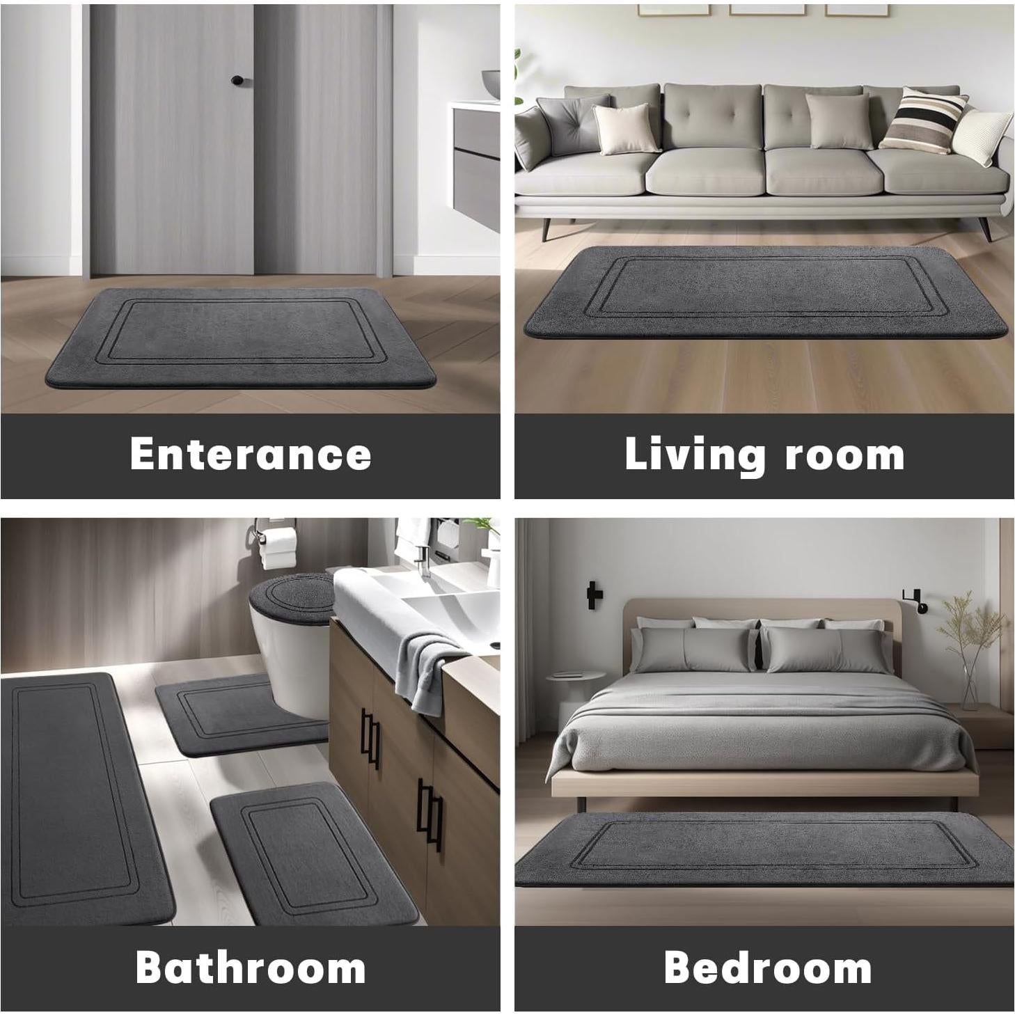 Conjunto de Alfombrillas de Baño YIHOUSE 5 Piezas Gris Oscuro