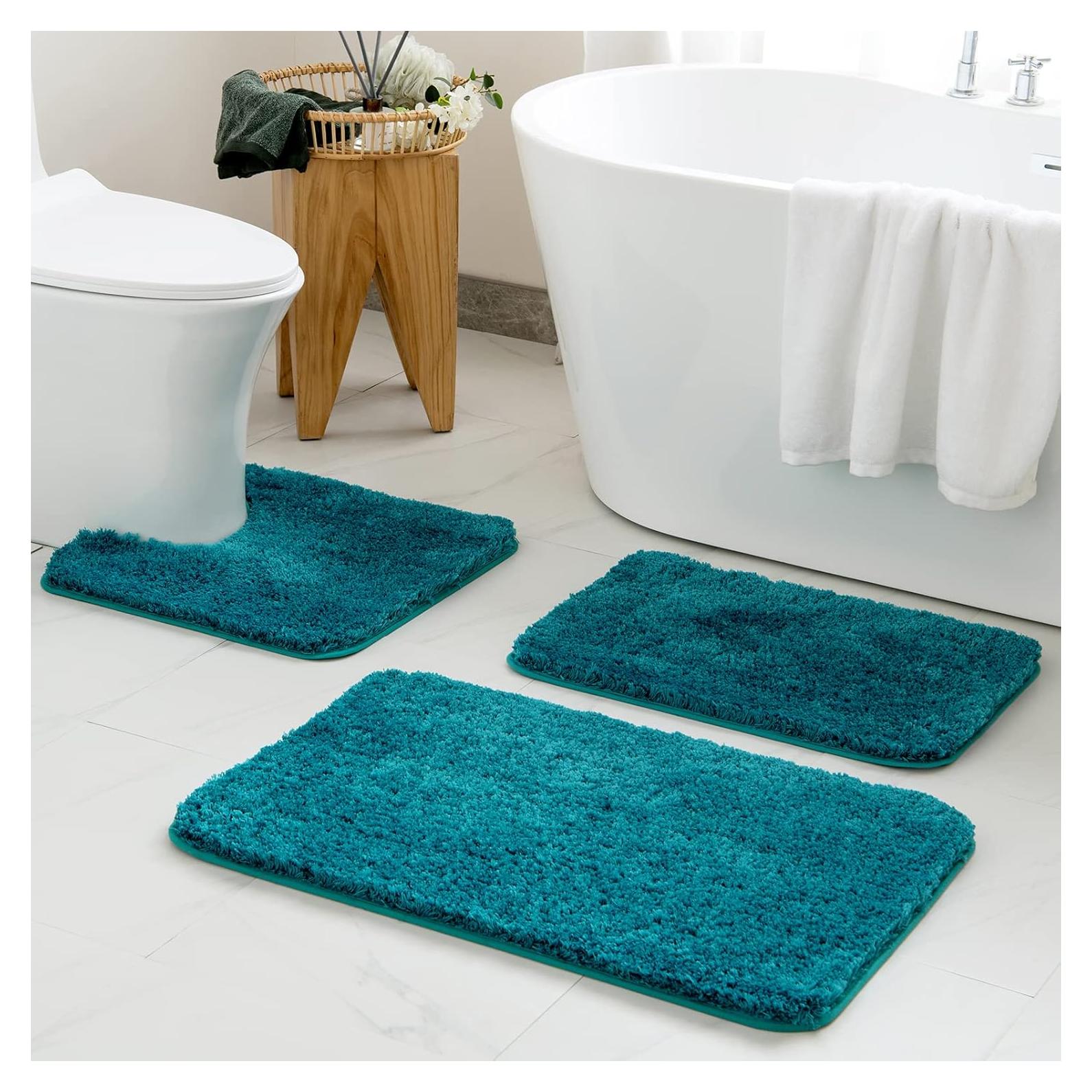 Alfombrillas de Baño MIULEE 3 Piezas Microfibra Antideslizante Verde