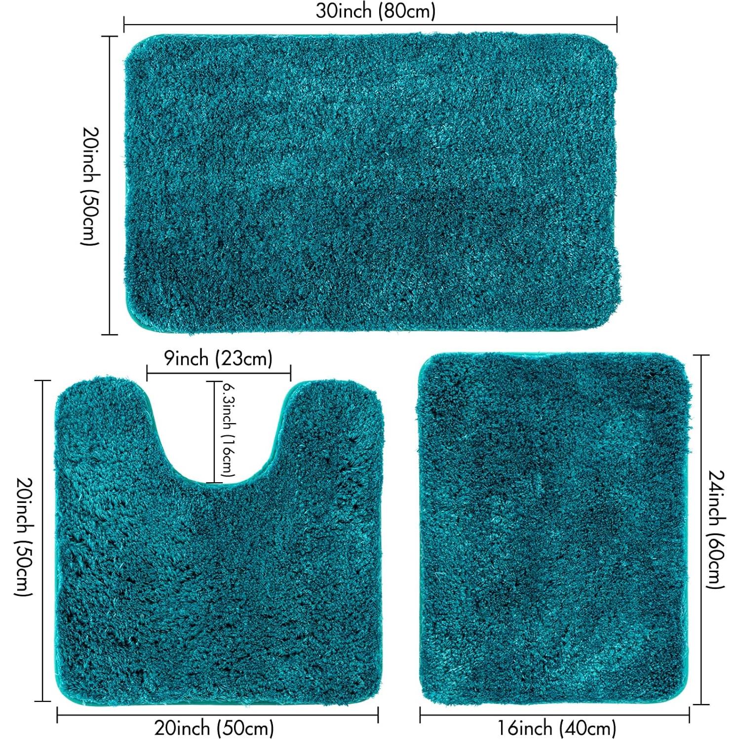 Alfombrillas de Baño MIULEE 3 Piezas Microfibra Antideslizante Verde