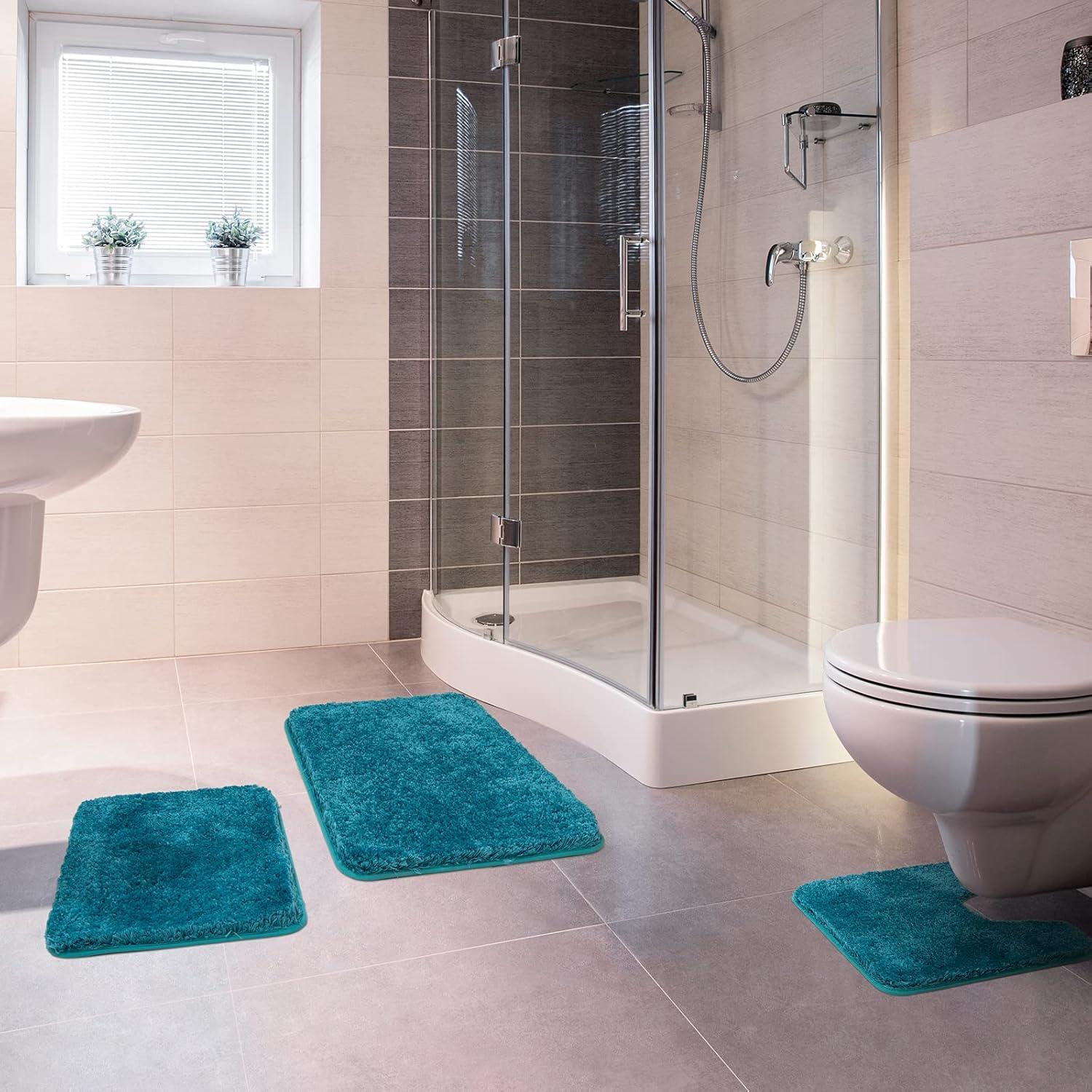 Alfombrillas de Baño MIULEE 3 Piezas Microfibra Antideslizante Verde