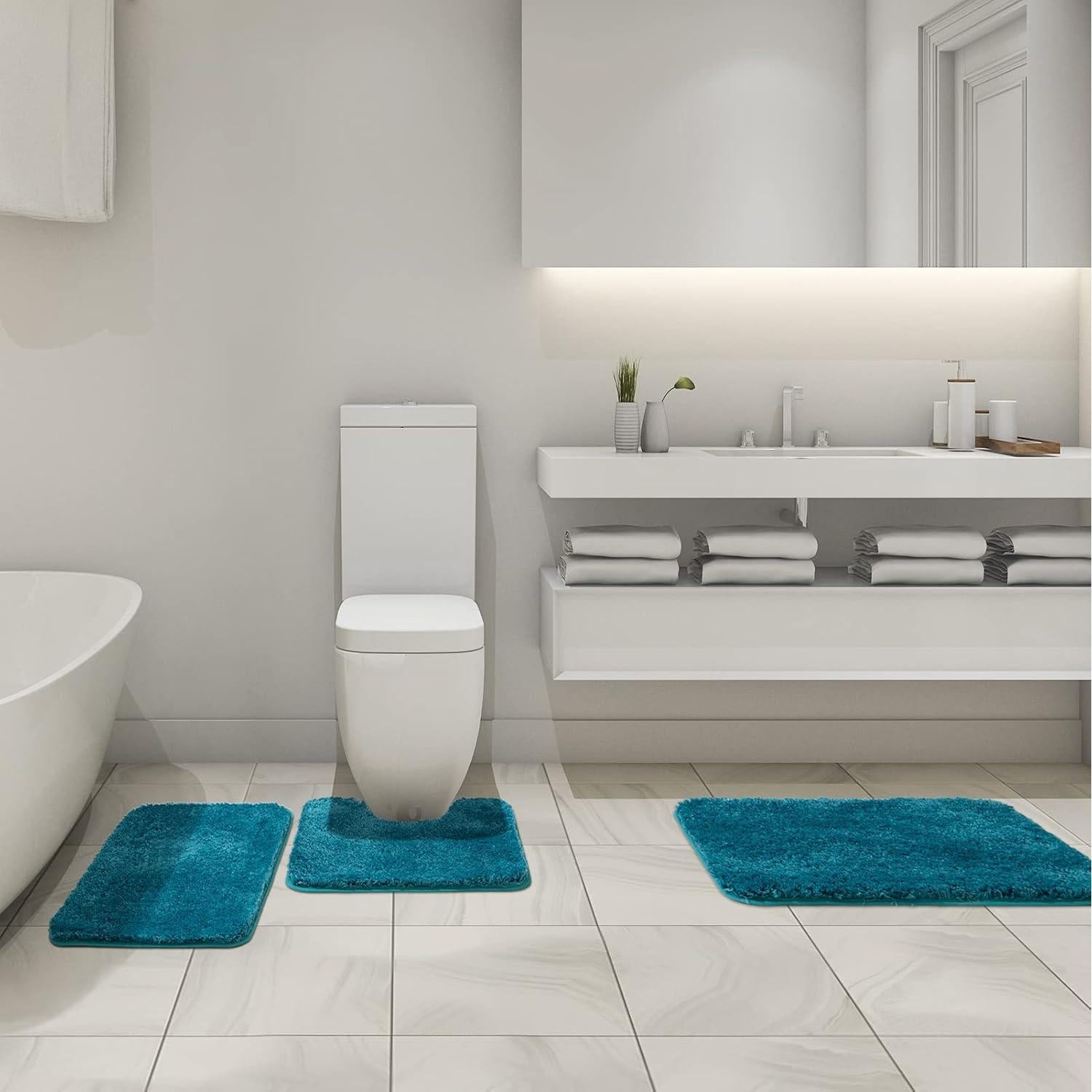 Alfombrillas de Baño MIULEE 3 Piezas Microfibra Antideslizante Verde