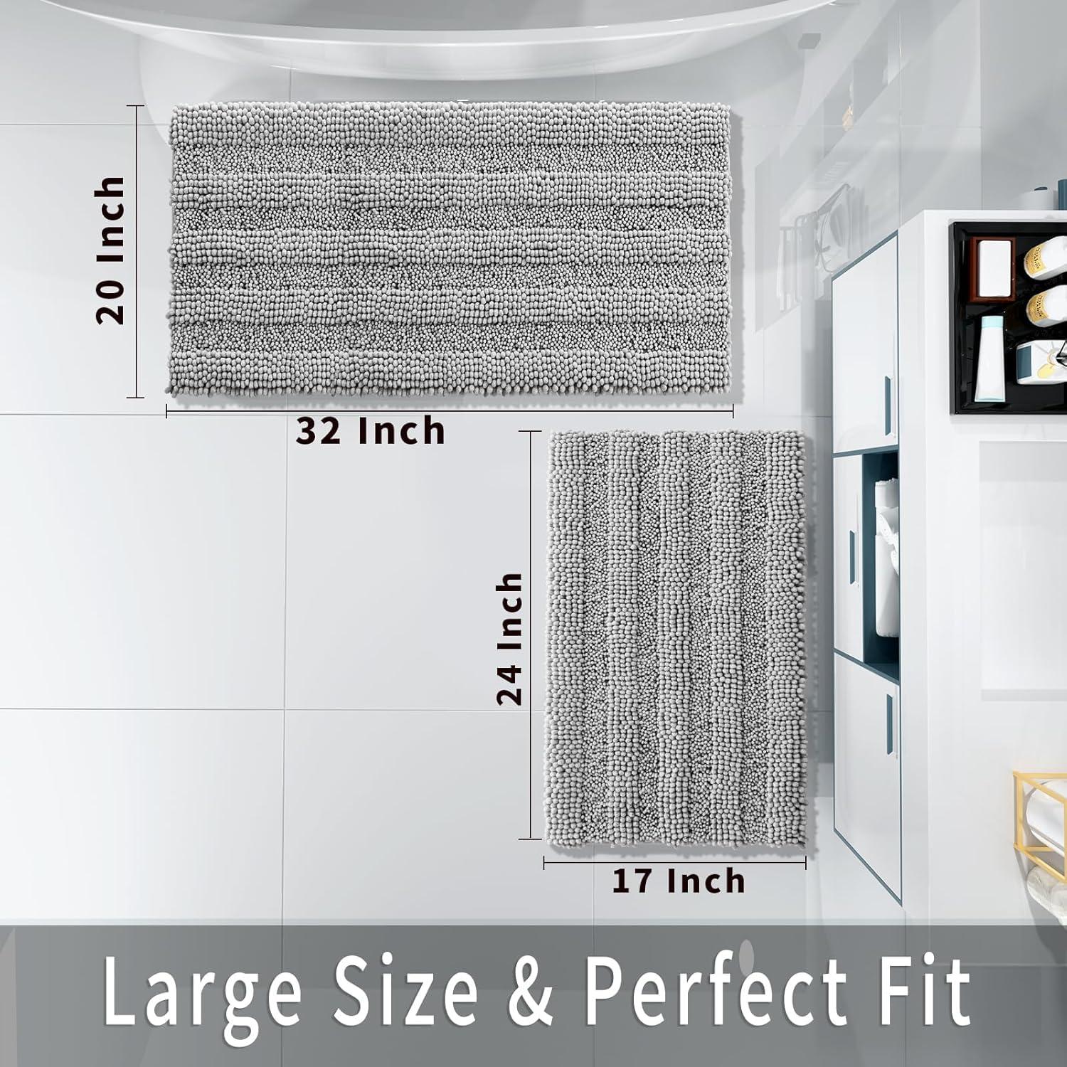 Conjunto de Alfombrillas de Baño Yimobra 2 Piezas Gris Chenilla