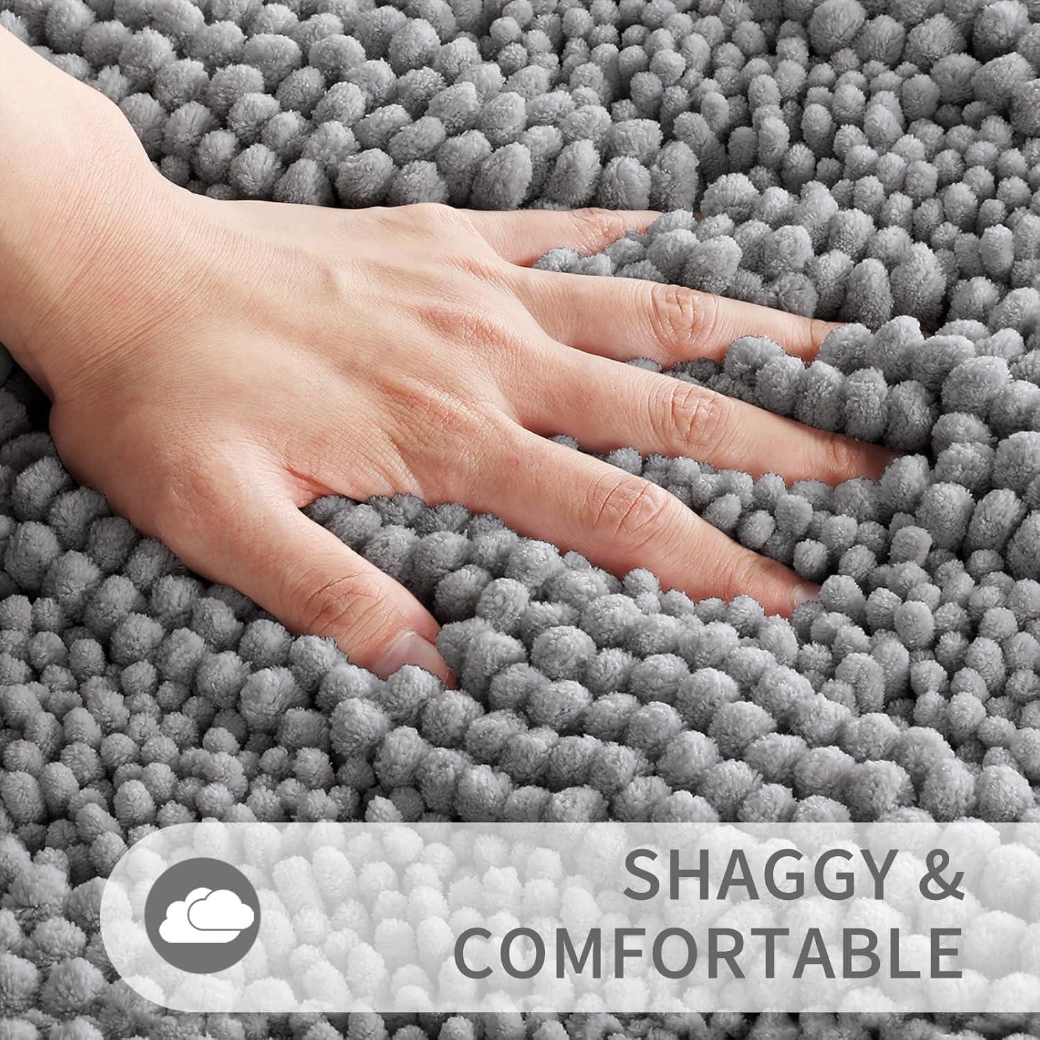 Conjunto de Alfombrillas de Baño Yimobra 2 Piezas Gris Chenilla