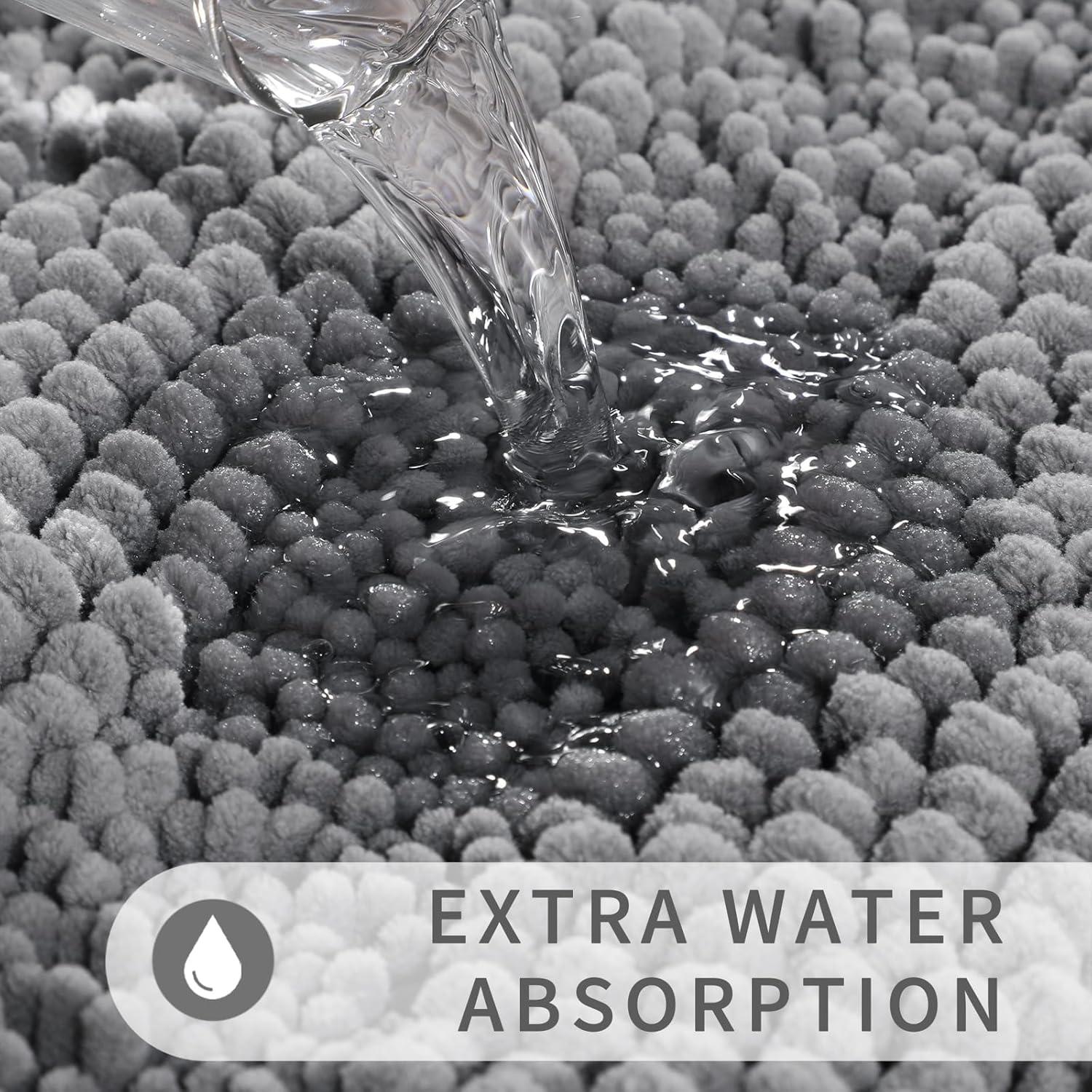 Conjunto de Alfombrillas de Baño Yimobra 2 Piezas Gris Chenilla