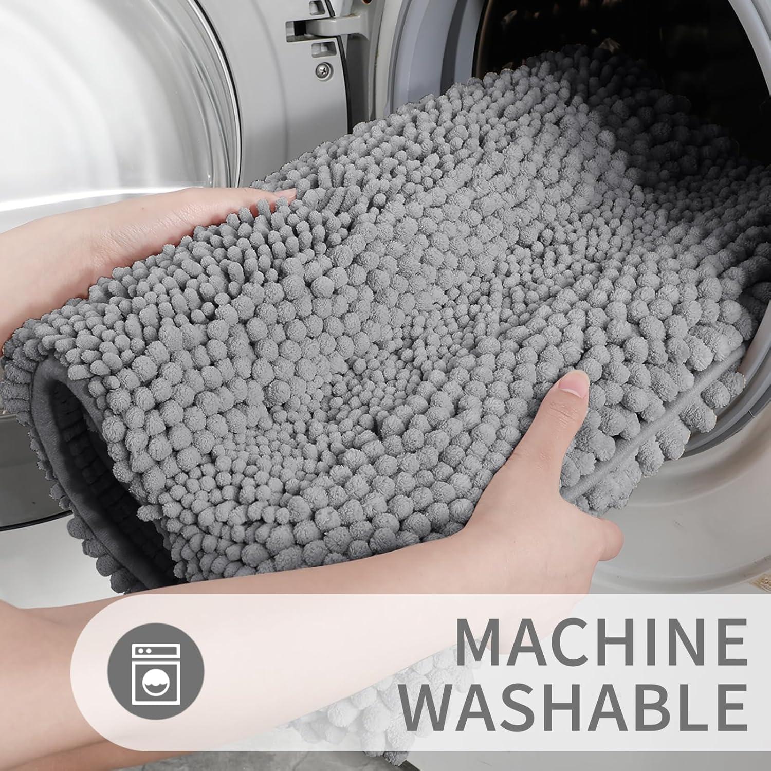 Conjunto de Alfombrillas de Baño Yimobra 2 Piezas Gris Chenilla