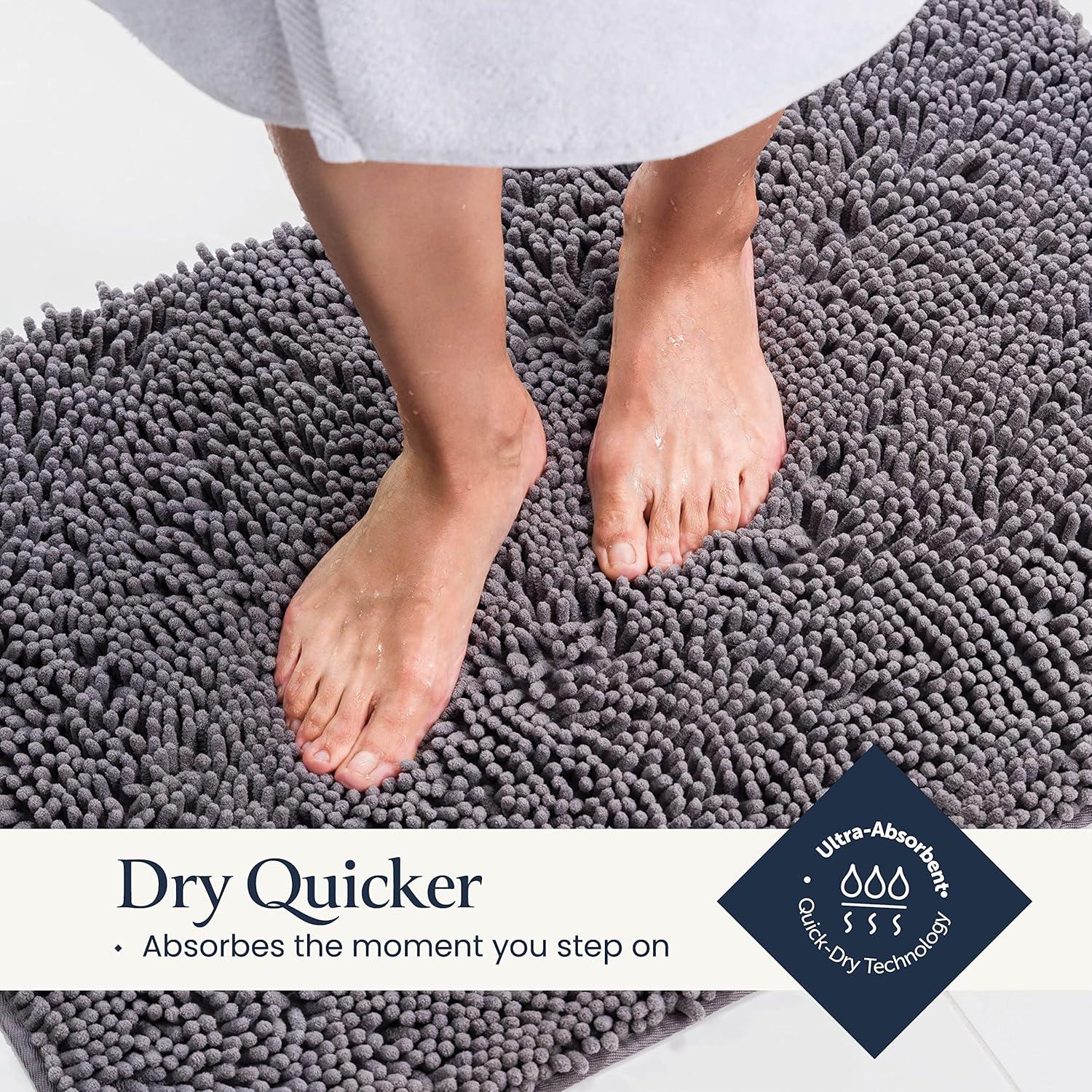 Conjunto de Alfombrillas de Baño BELADOR 2 Piezas Chenille Gris