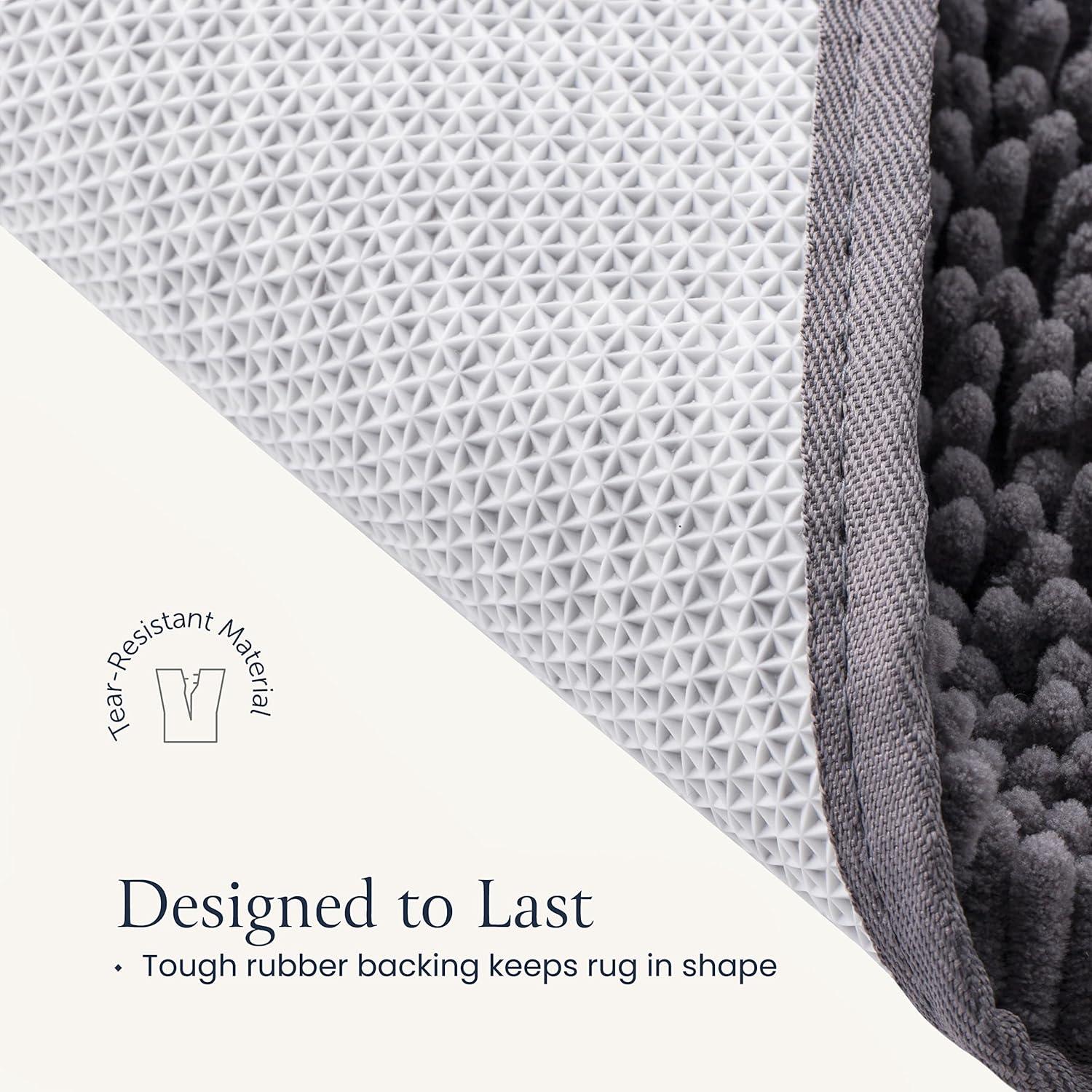 Conjunto de Alfombrillas de Baño BELADOR 2 Piezas Chenille Gris