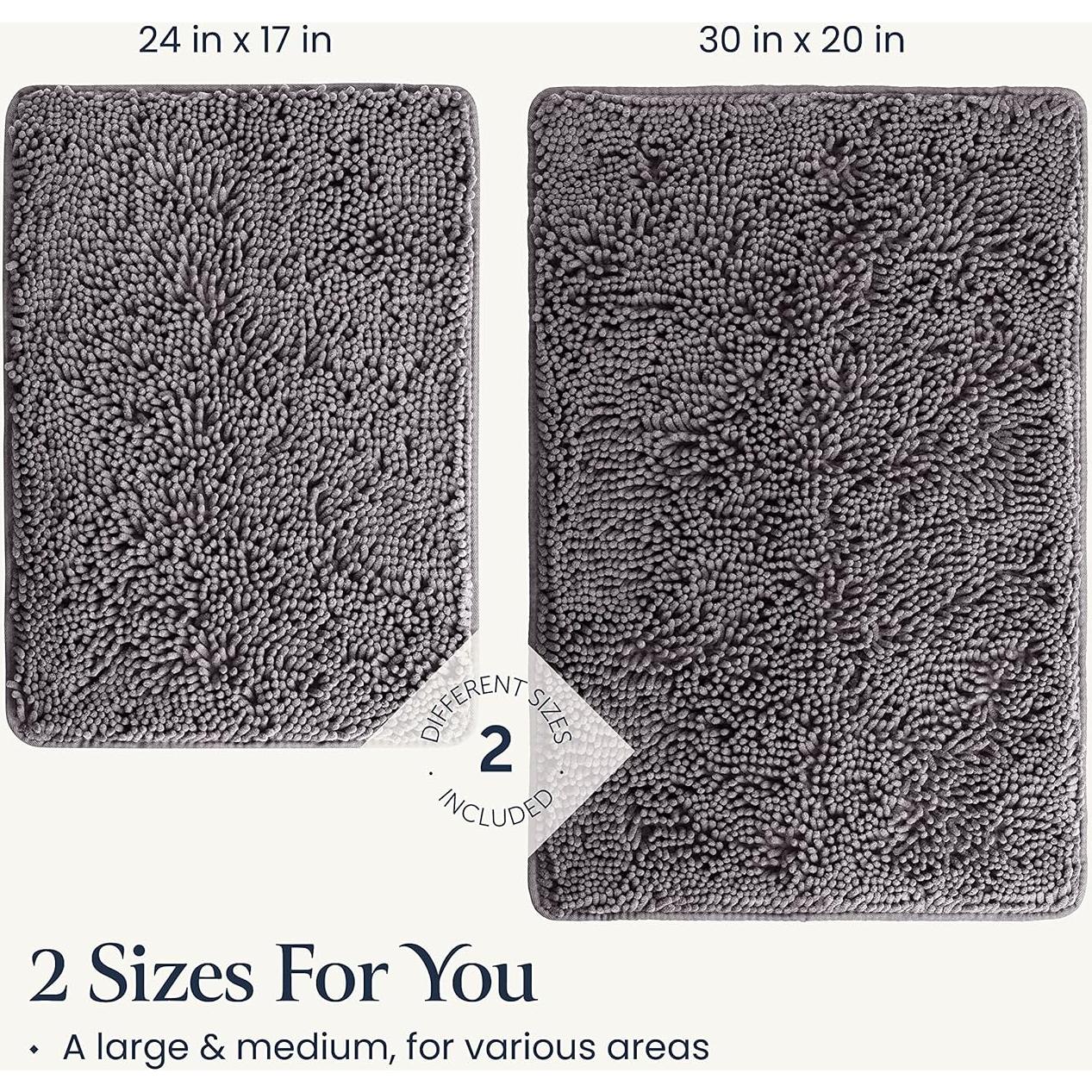 Conjunto de Alfombrillas de Baño BELADOR 2 Piezas Chenille Gris