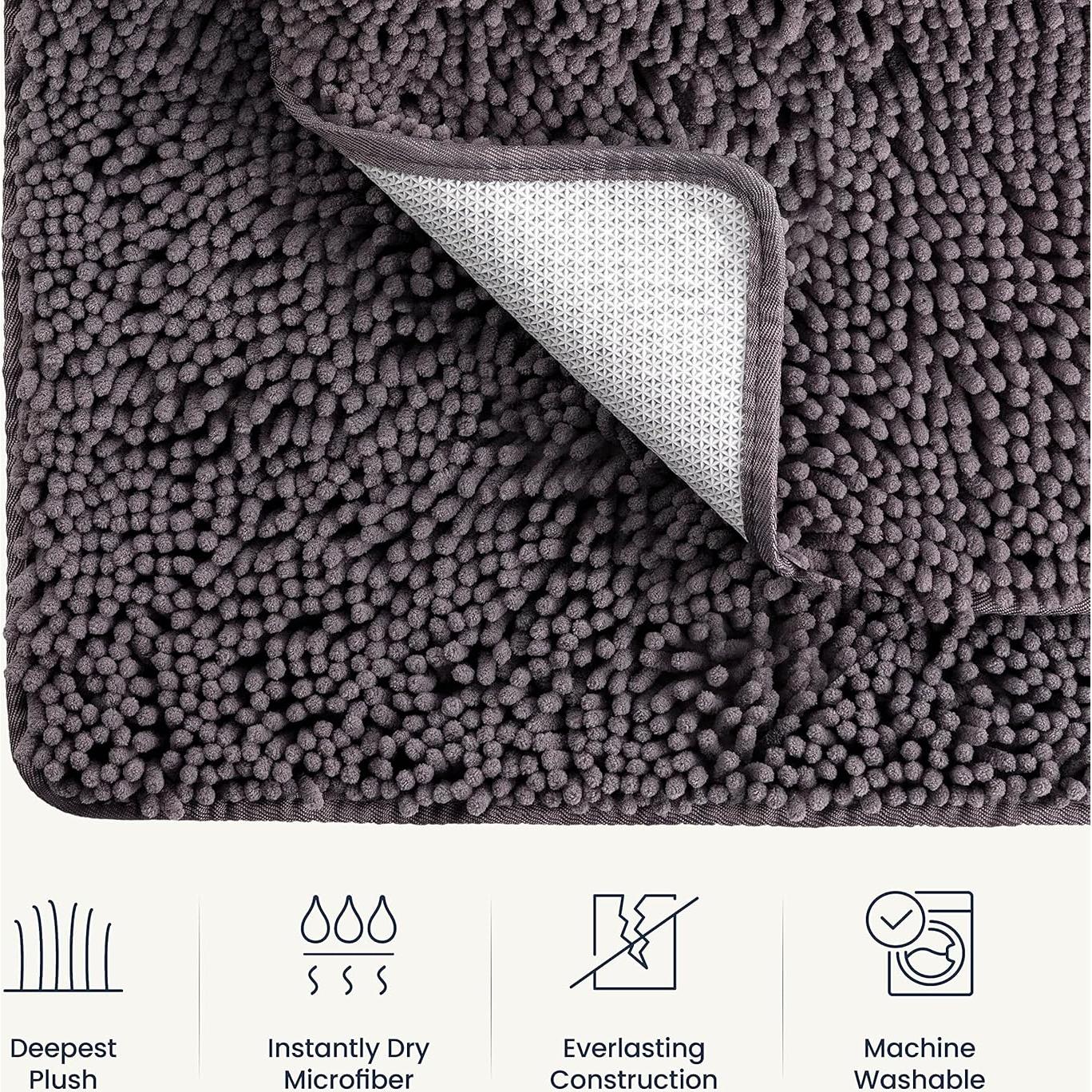 Conjunto de Alfombrillas de Baño BELADOR 2 Piezas Chenille Gris