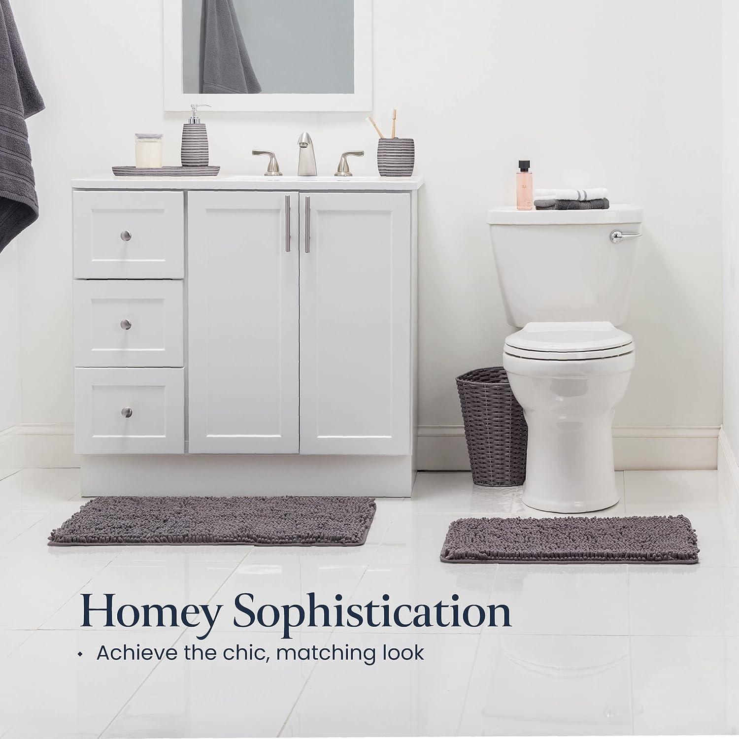 Conjunto de Alfombrillas de Baño BELADOR 2 Piezas Chenille Gris