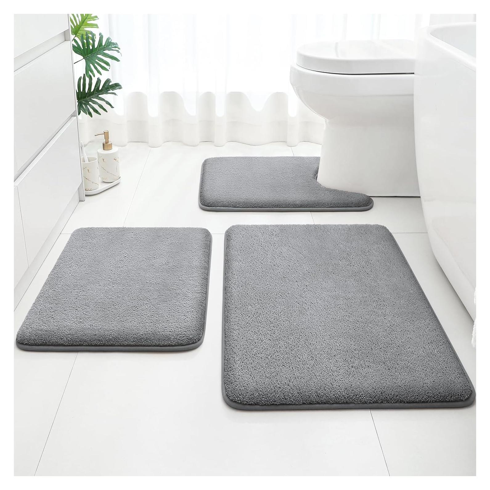 Juego de Alfombrillas de Baño HOMEIDEAS 3 Piezas Gris