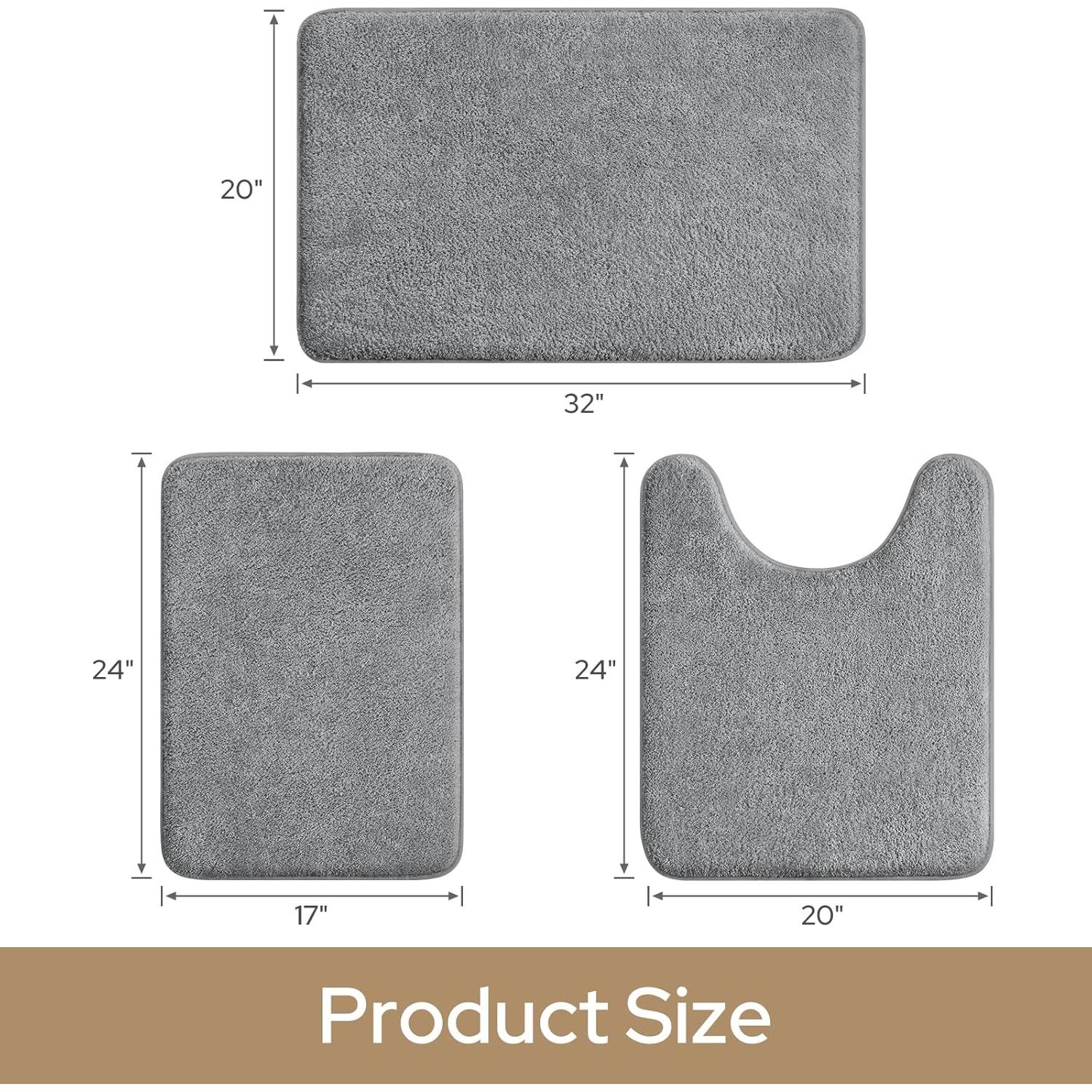 Juego de Alfombrillas de Baño HOMEIDEAS 3 Piezas Gris