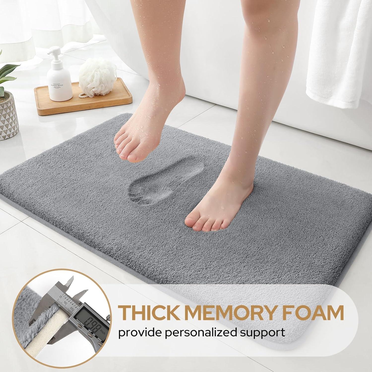 Juego de Alfombrillas de Baño HOMEIDEAS 3 Piezas Gris