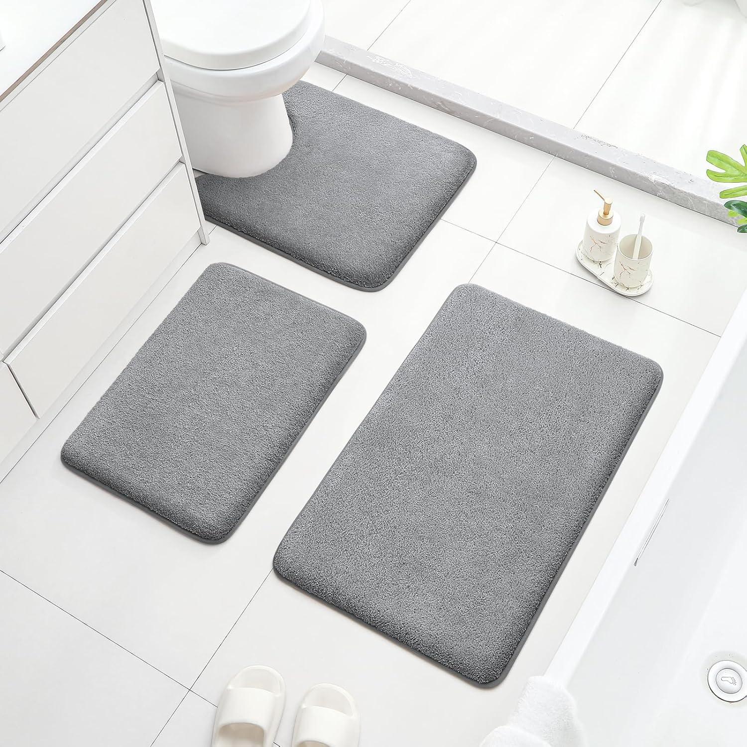 Juego de Alfombrillas de Baño HOMEIDEAS 3 Piezas Gris
