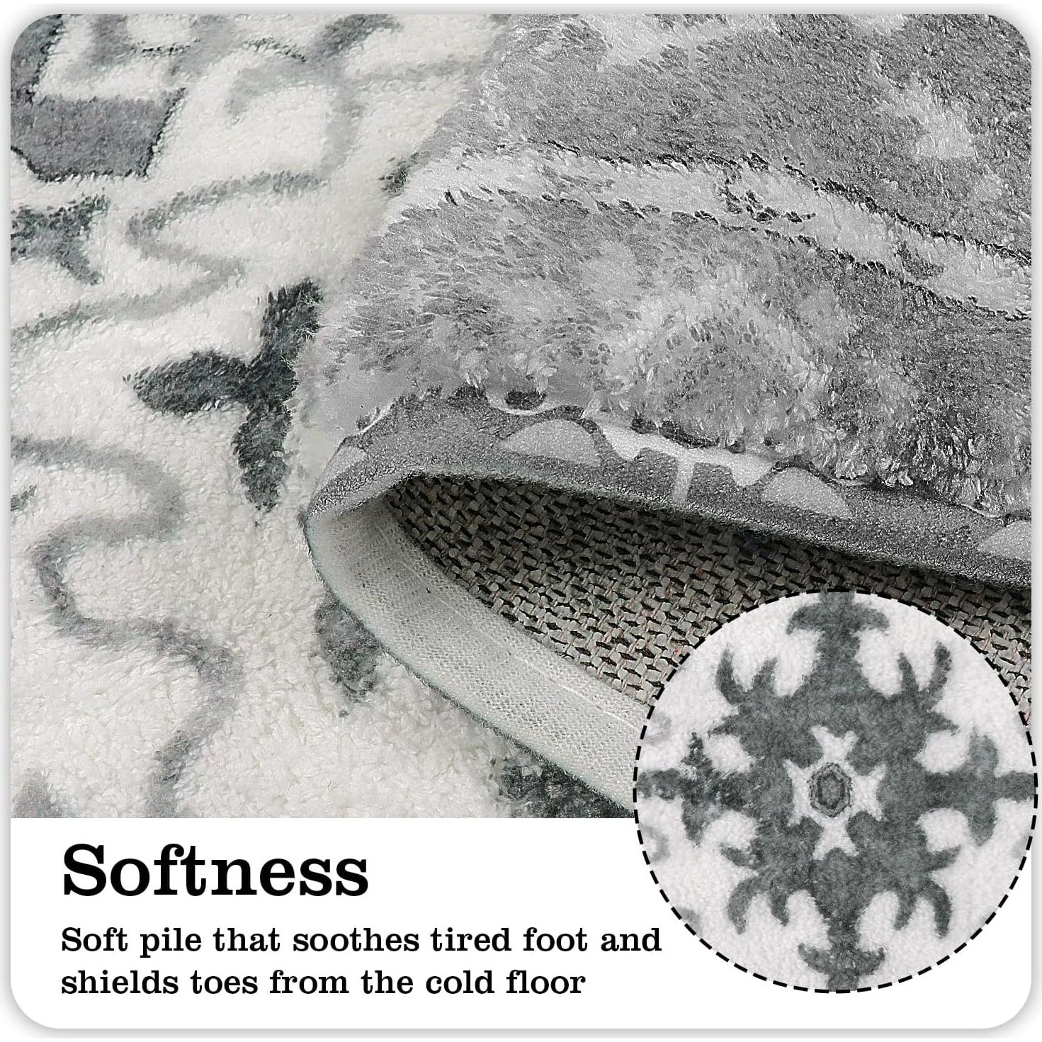 Set de Baño 3 Piezas Uphome Boho Vintage Antideslizante Gris