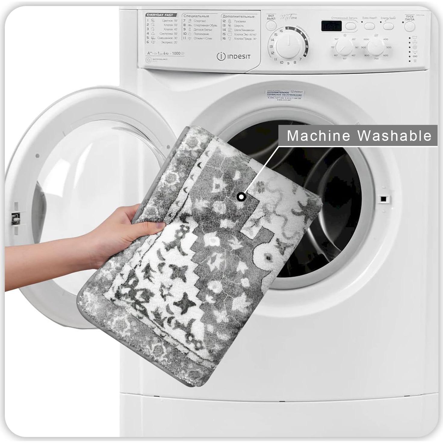 Set de Baño 3 Piezas Uphome Boho Vintage Antideslizante Gris