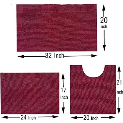 Juego de Alfombrillas de Baño Madeals 4 Piezas Antideslizante Burdeos