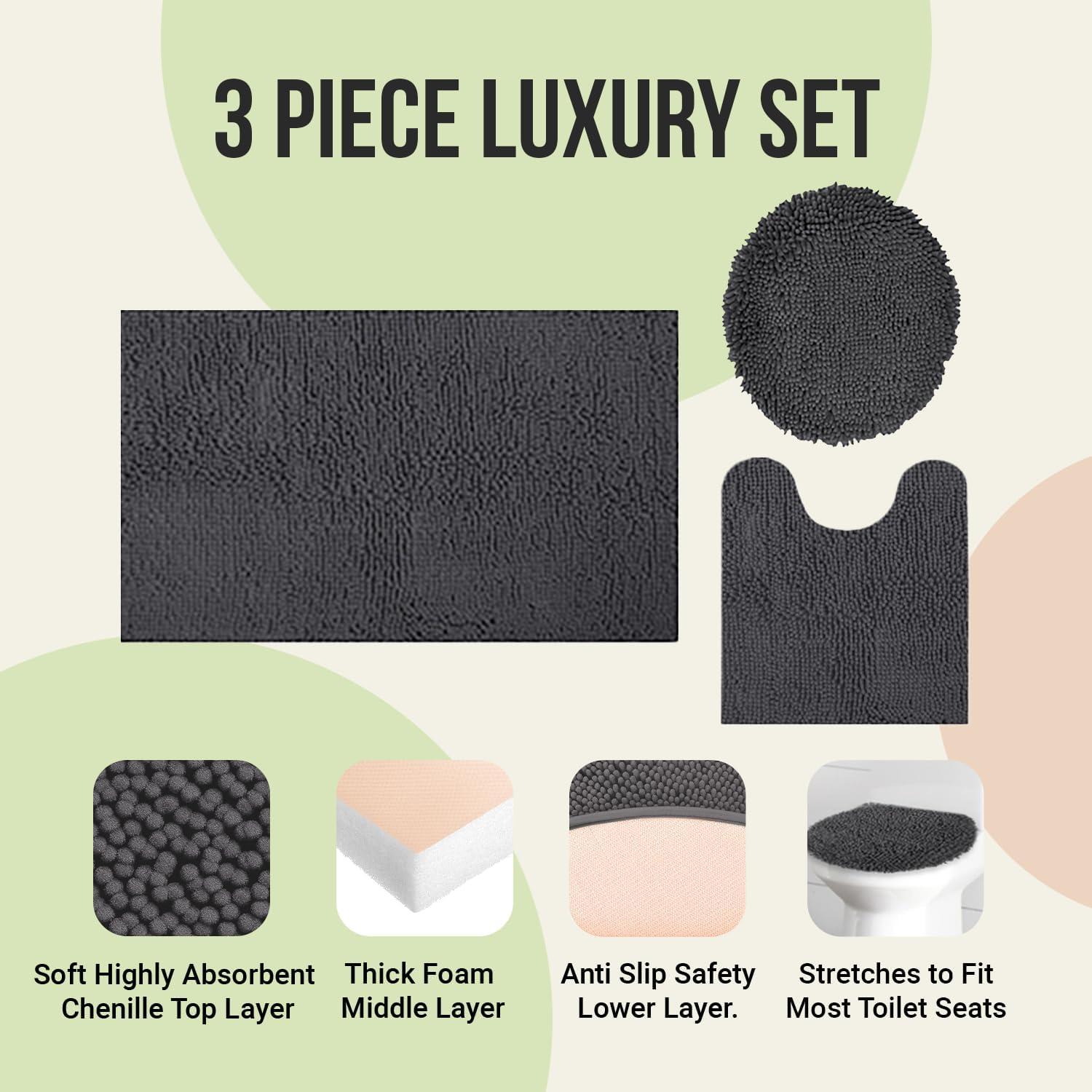 Juego de 3 alfombras de baño antideslizantes ITSOFT beige