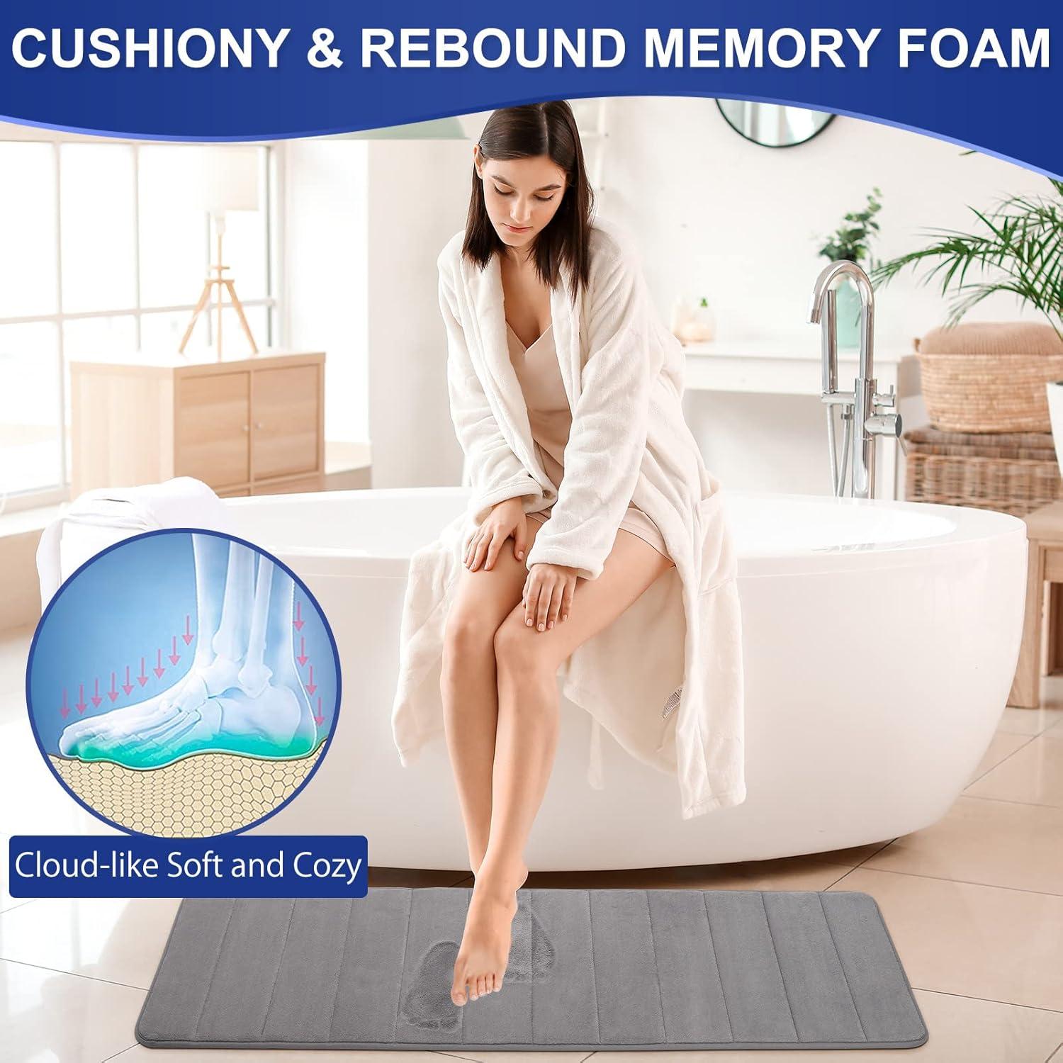 Conjunto de Alfombrillas de Baño HOUYOMICS 3 Piezas Gris Antideslizante