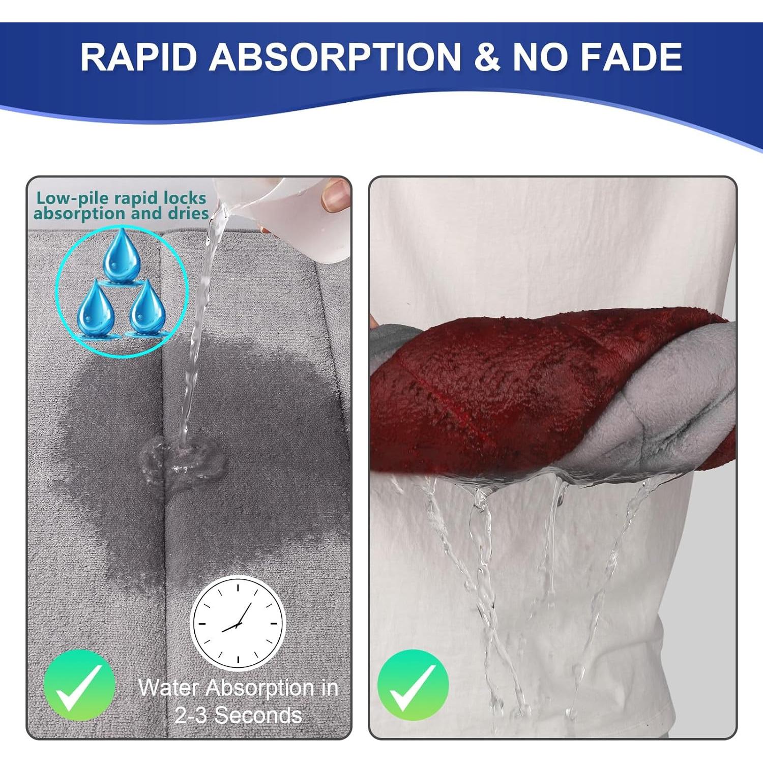 Conjunto de Alfombrillas de Baño HOUYOMICS 3 Piezas Gris Antideslizante