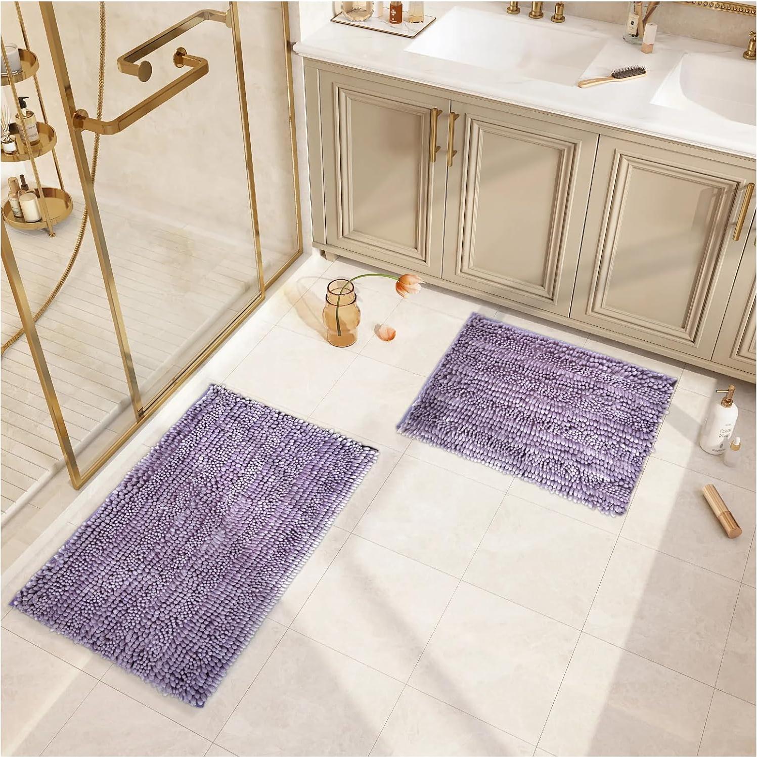 Conjunto de Alfombrillas de Baño Civkor 2 Piezas Chenille 40x60 y 50x80 cm