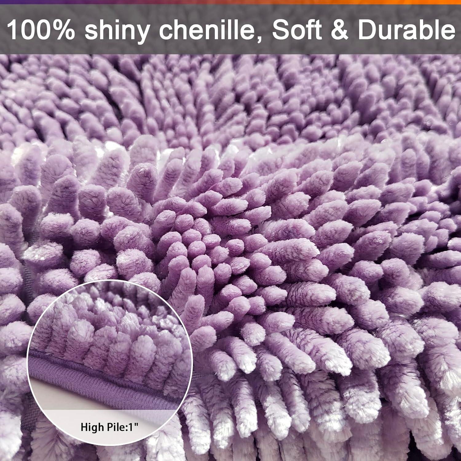 Conjunto de Alfombrillas de Baño Civkor 2 Piezas Chenille 40x60 y 50x80 cm