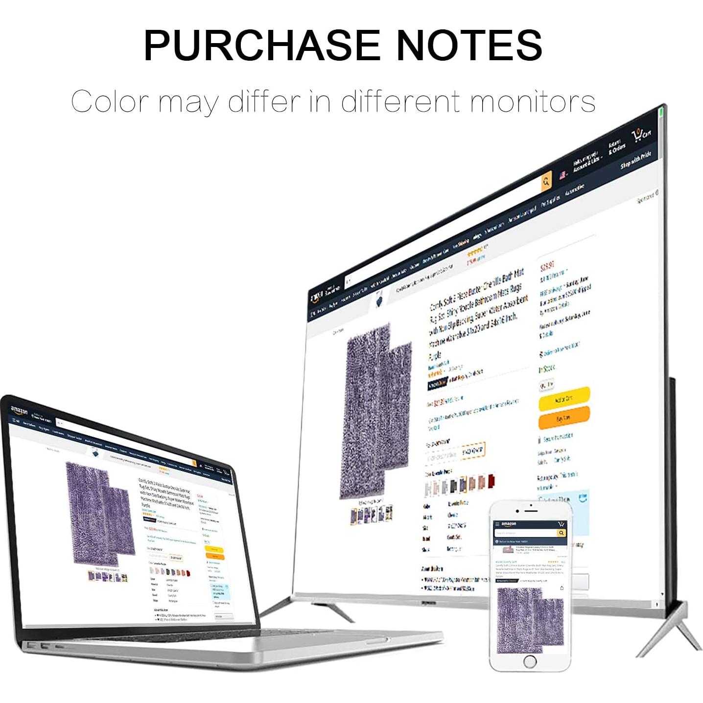 Conjunto de Alfombrillas de Baño Civkor 2 Piezas Chenille 40x60 y 50x80 cm