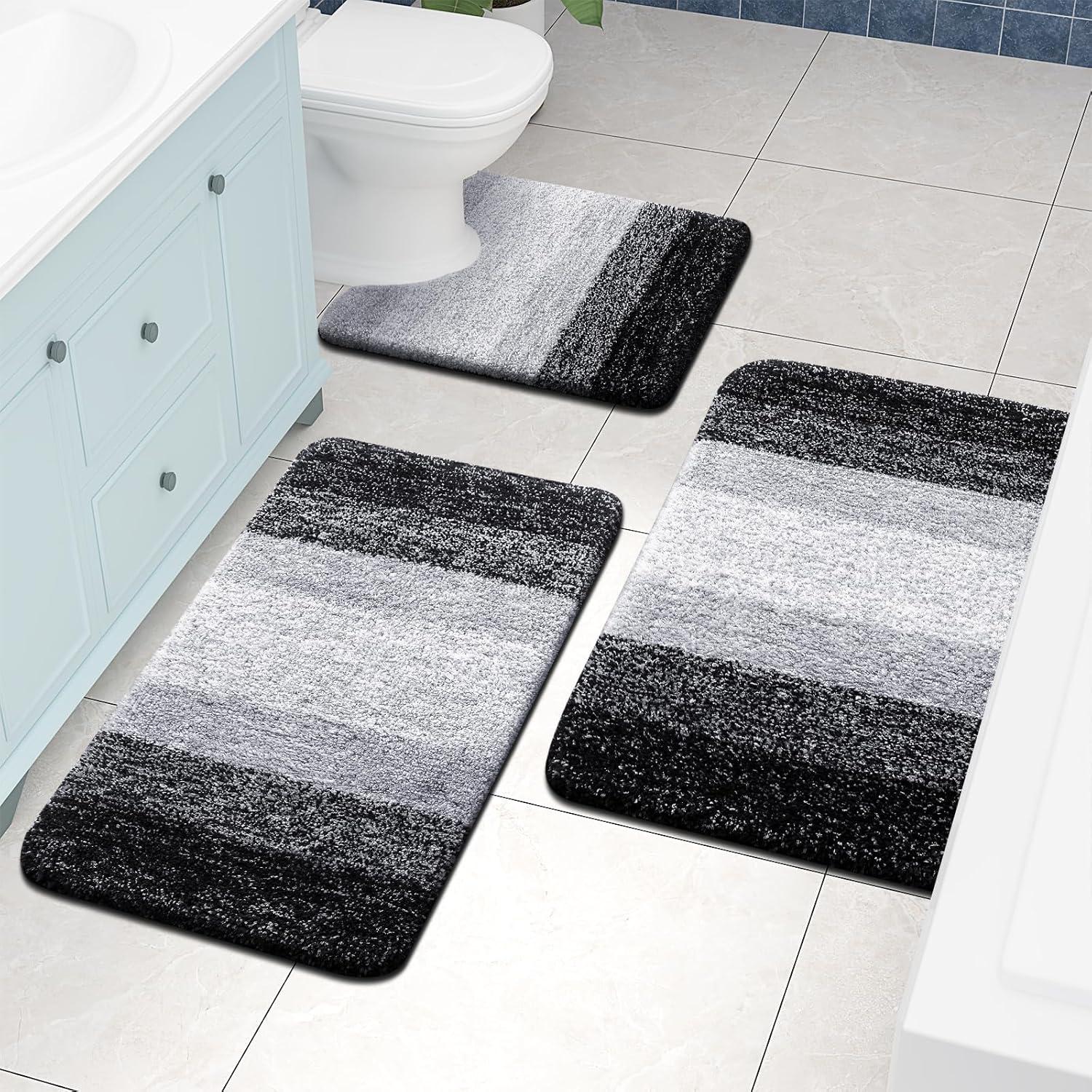 Conjunto de Alfombrillas de Baño Arotive 2 Piezas Microfibra Negro