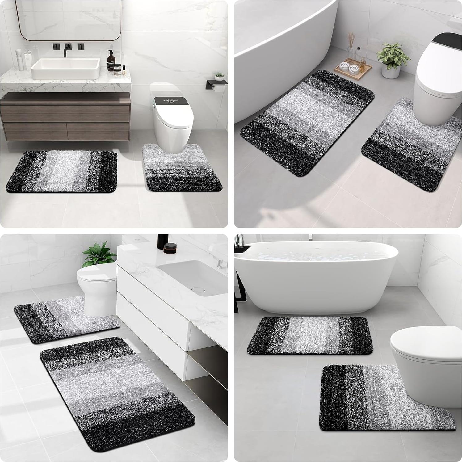 Conjunto de Alfombrillas de Baño Arotive 2 Piezas Microfibra Negro