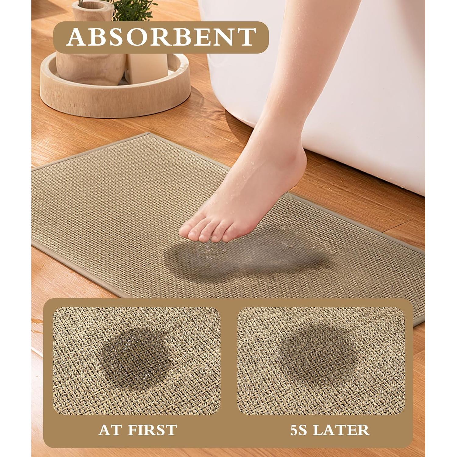 Conjunto de Alfombrillas de Baño YIHOUSE 3 Piezas Beige Antideslizantes