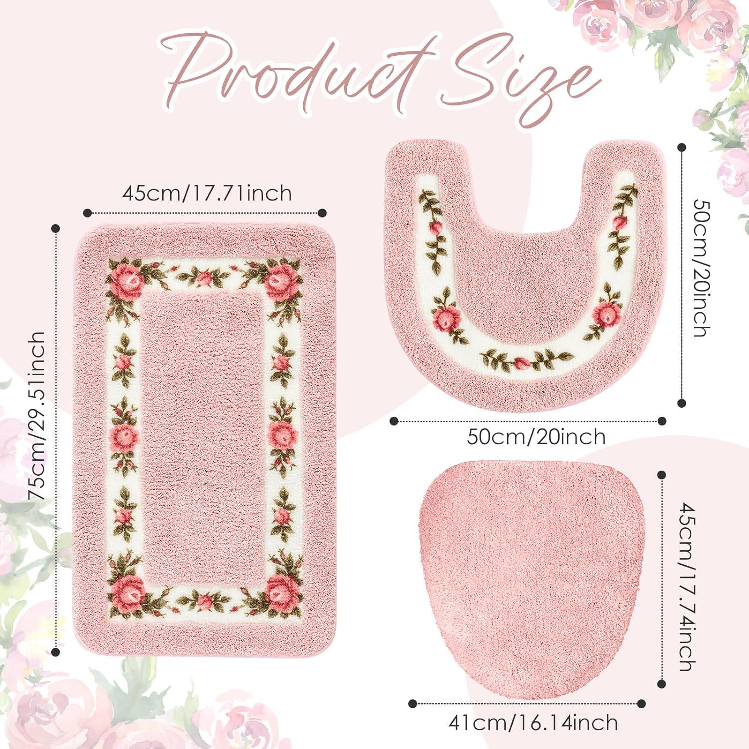 Juego de 3 Alfombrillas de Baño Antideslizantes Drydiet Rosa