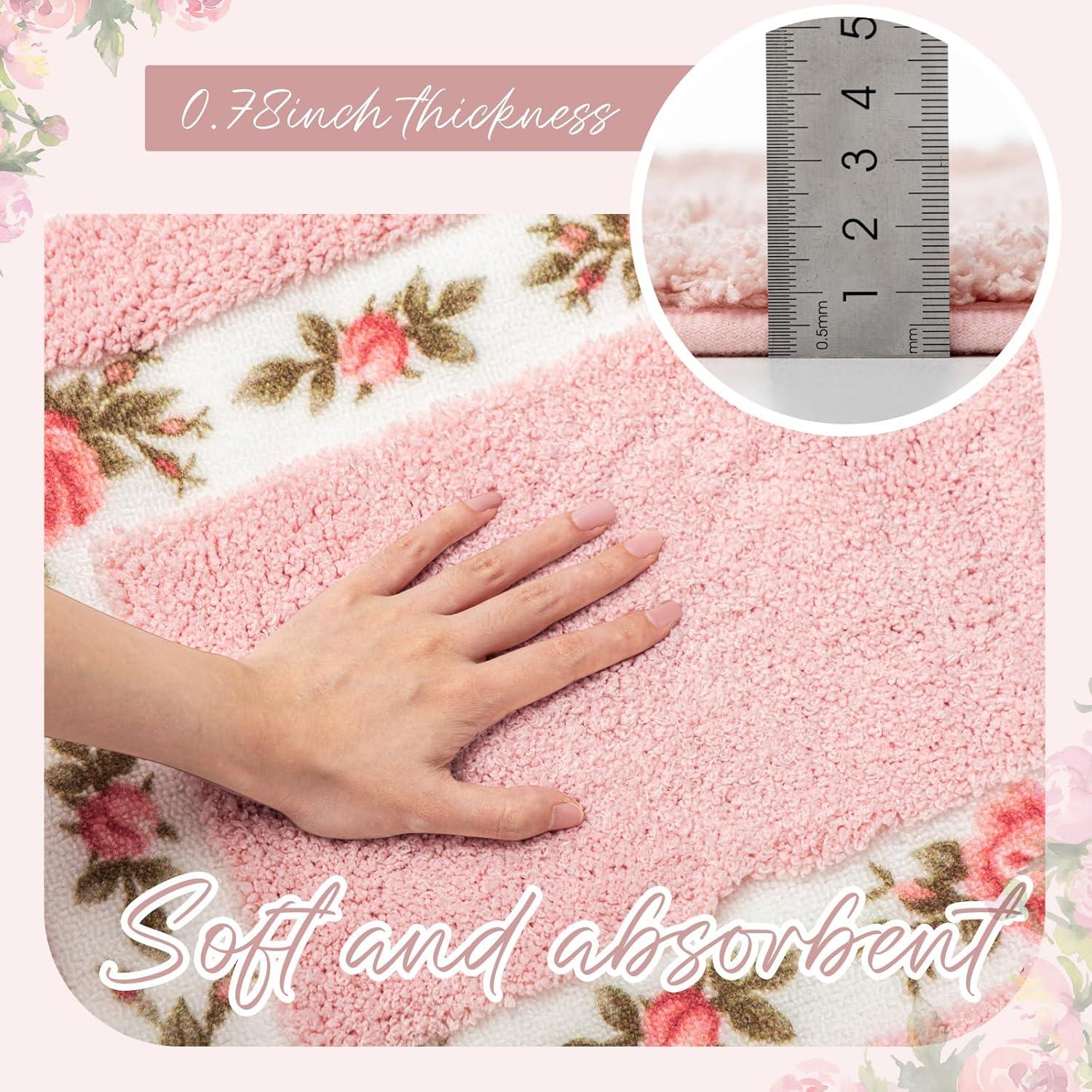 Juego de 3 Alfombrillas de Baño Antideslizantes Drydiet Rosa