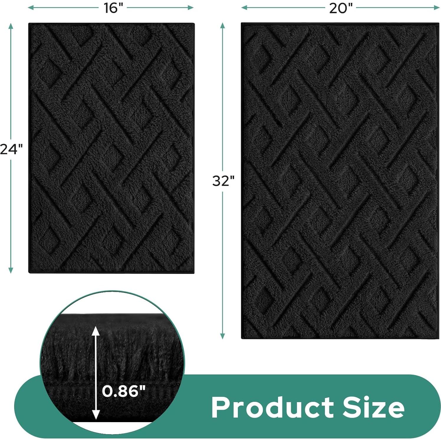 Alfombrillas de Baño HOMEIDEAS 2 Piezas Antideslizantes 40x81 cm