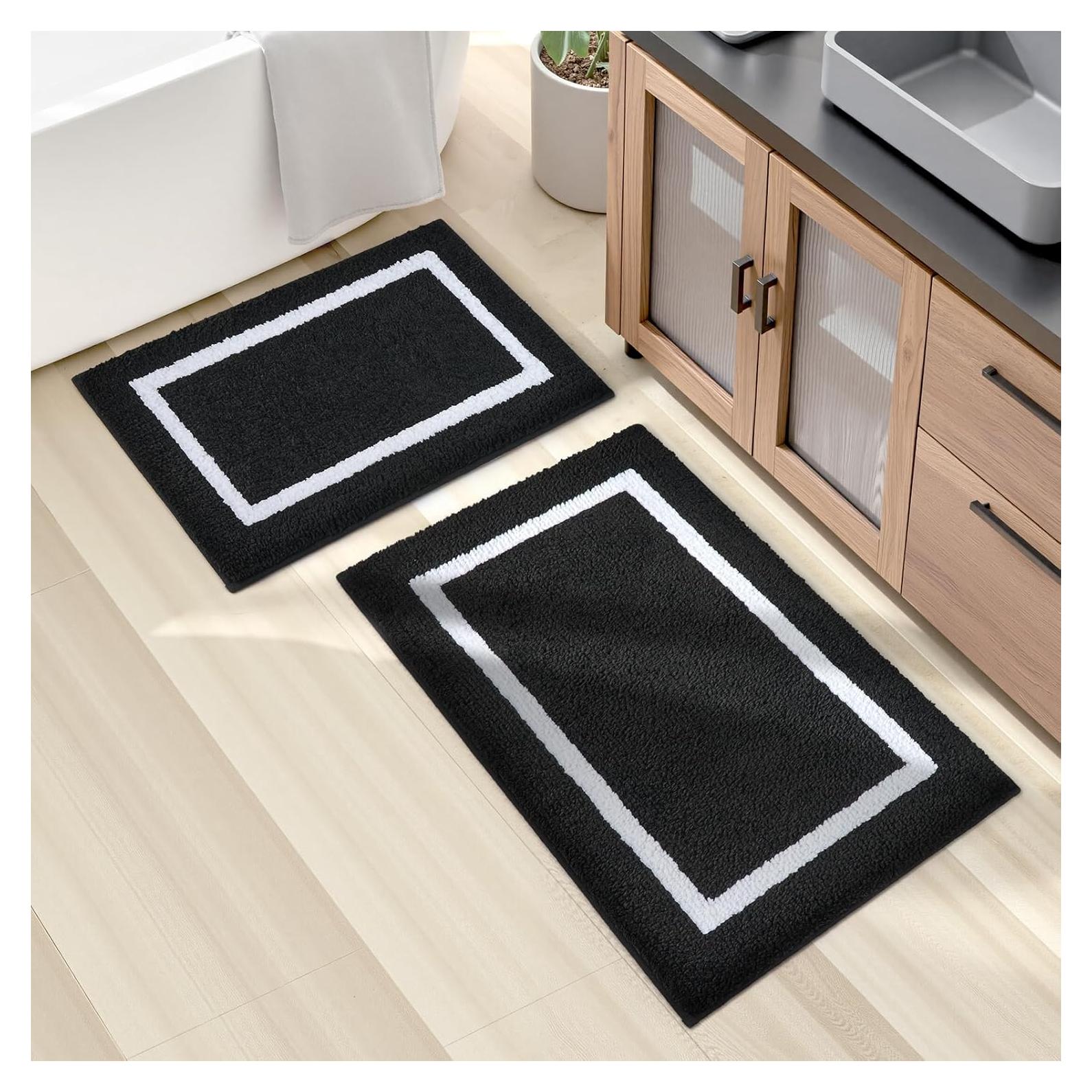 Conjunto de Alfombrillas de Baño HOMEIDEAS 2 Piezas Negro