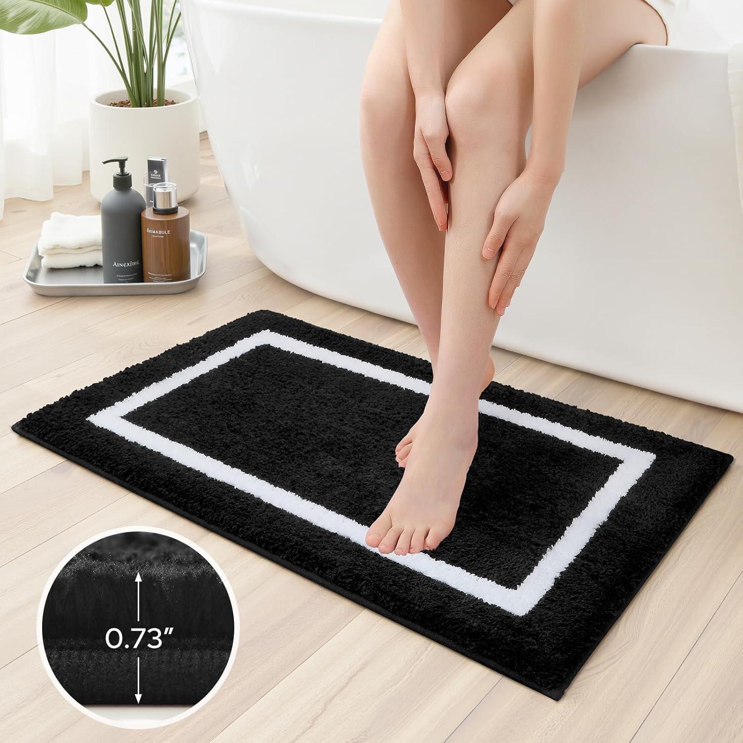 Conjunto de Alfombrillas de Baño HOMEIDEAS 2 Piezas Negro