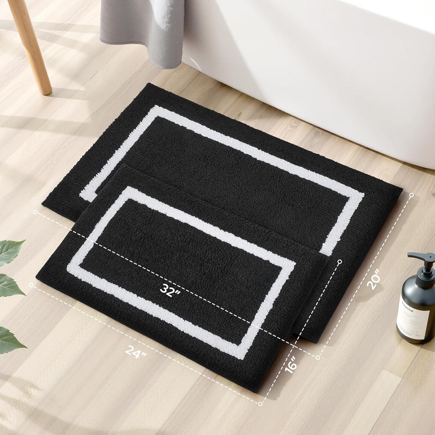 Conjunto de Alfombrillas de Baño HOMEIDEAS 2 Piezas Negro