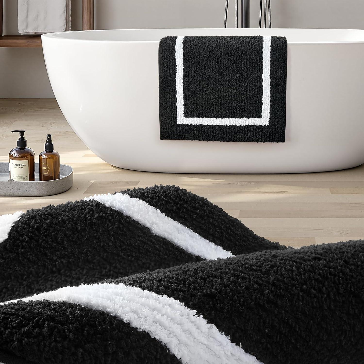Conjunto de Alfombrillas de Baño HOMEIDEAS 2 Piezas Negro