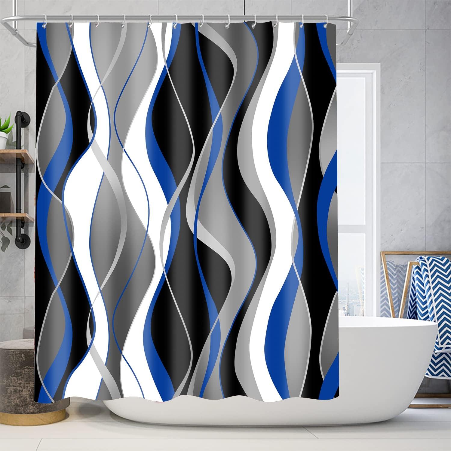 Conjunto de Cortinas de Ducha Nkzply 4 Piezas Azul Moderno