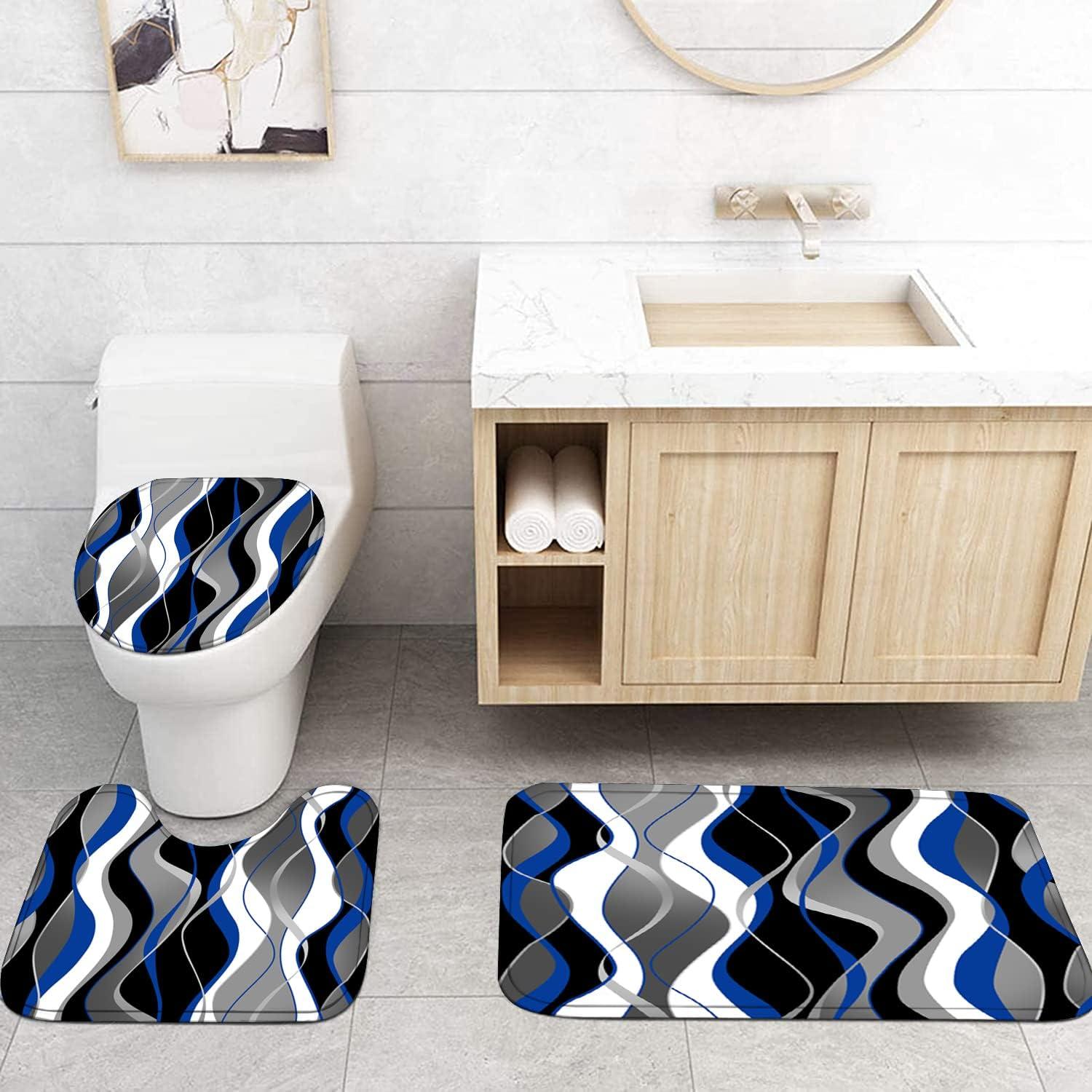 Conjunto de Cortinas de Ducha Nkzply 4 Piezas Azul Moderno