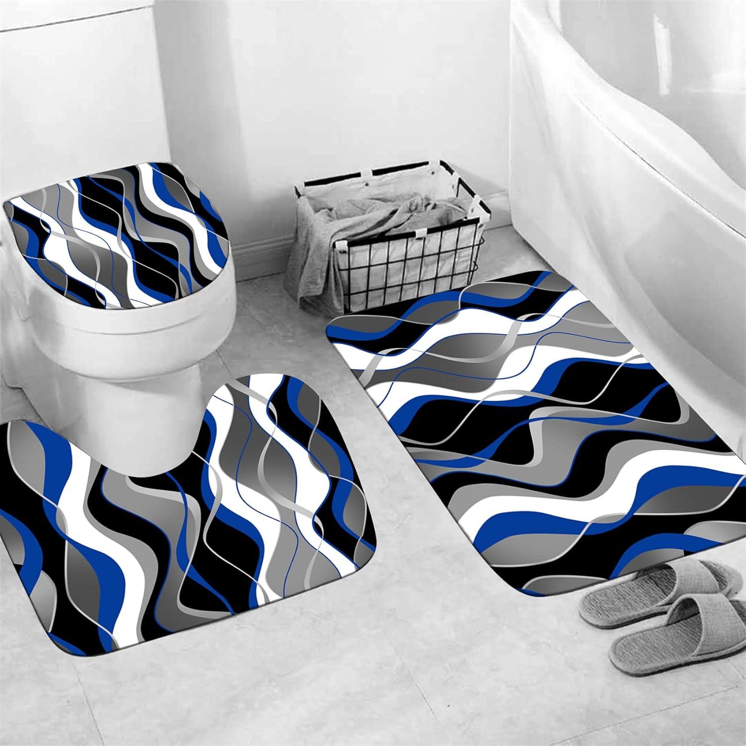 Conjunto de Cortinas de Ducha Nkzply 4 Piezas Azul Moderno