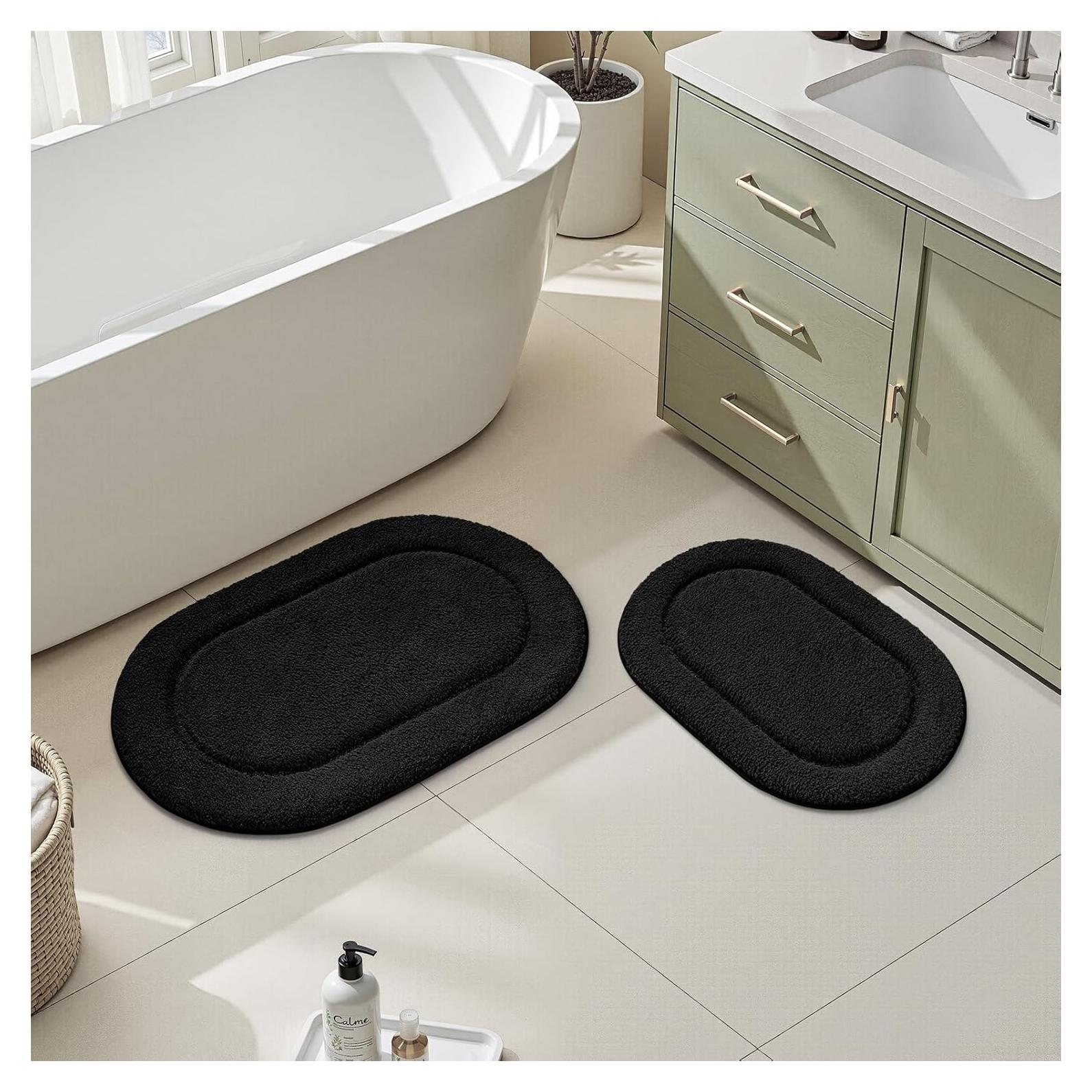 Conjunto de Alfombrillas de Baño HOMEIDEAS 2 Piezas Microfibra Negro