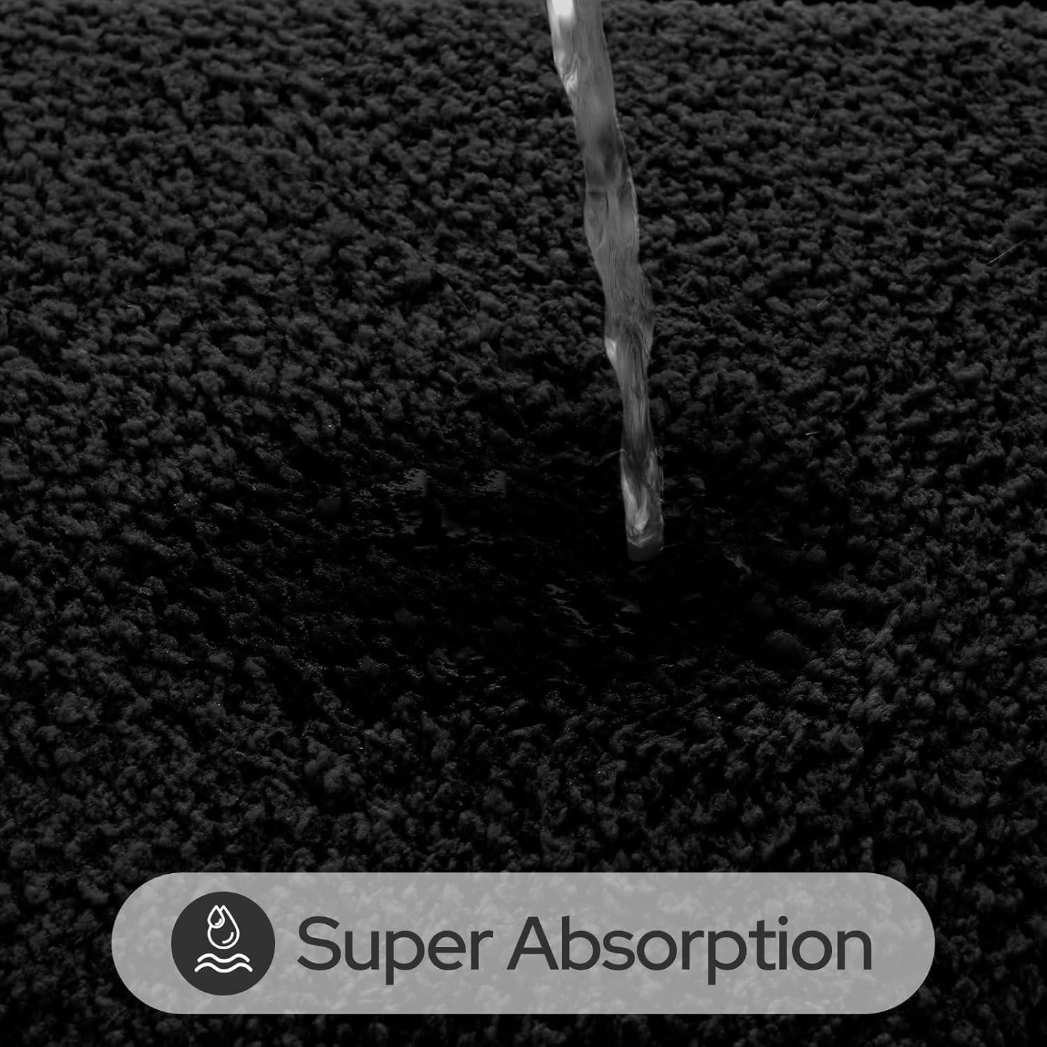 Conjunto de Alfombrillas de Baño HOMEIDEAS 2 Piezas Microfibra Negro