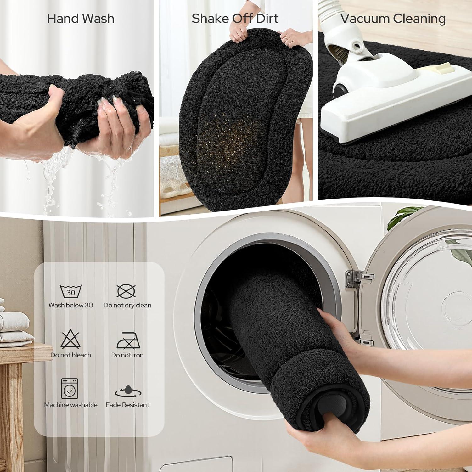 Conjunto de Alfombrillas de Baño HOMEIDEAS 2 Piezas Microfibra Negro