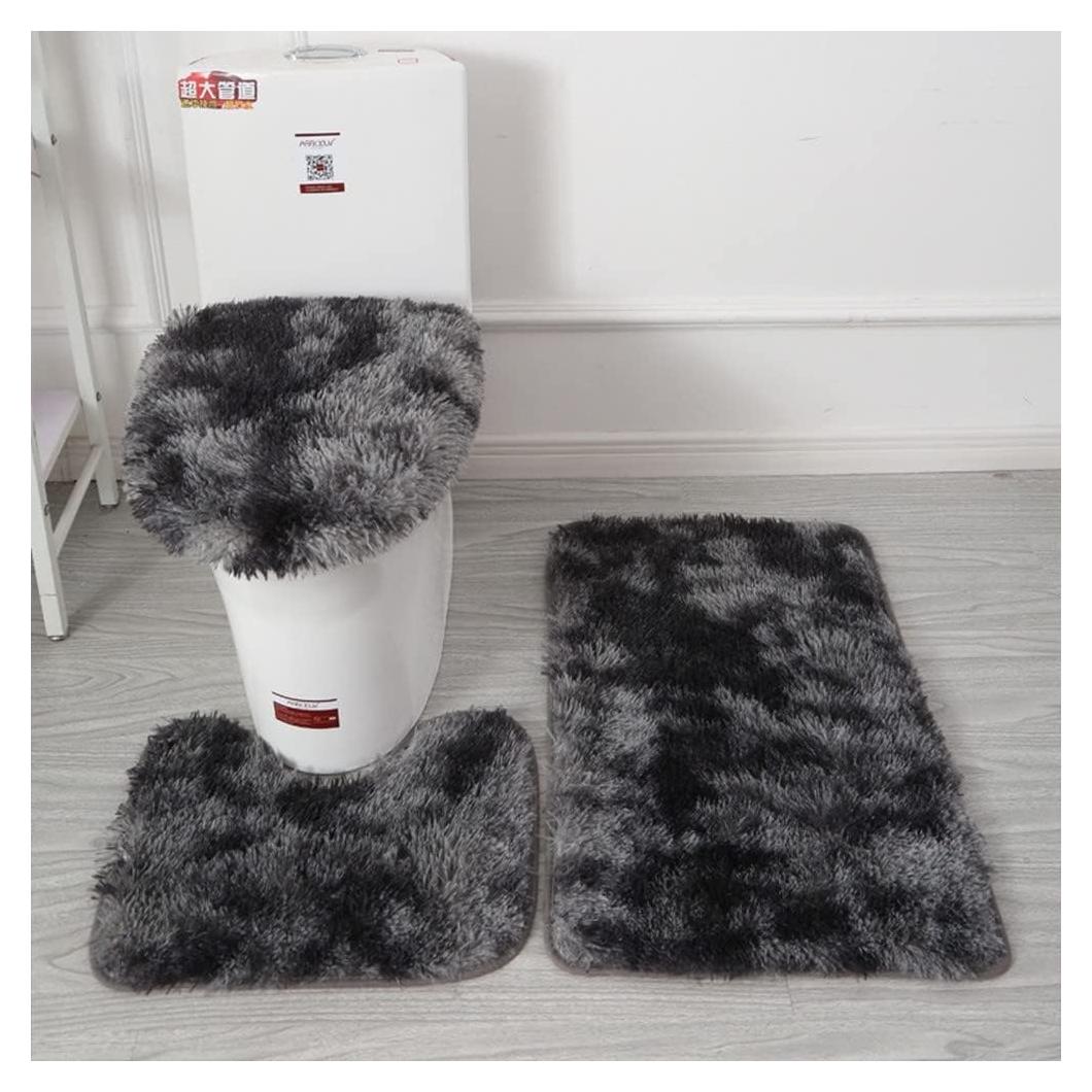 Conjunto de Alfombrillas de Baño 3 Piezas XIGUI Gris Oscuro